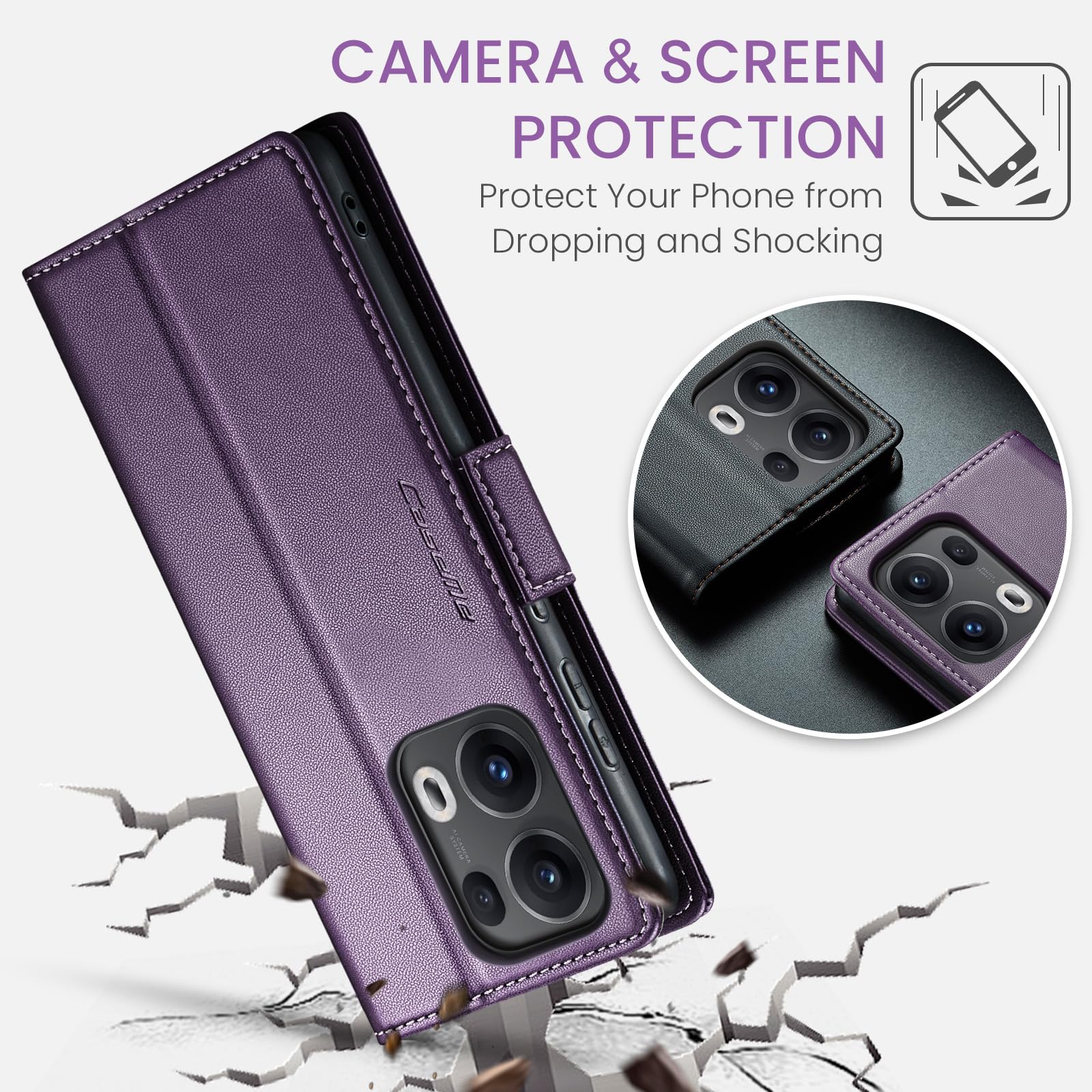 Custodia Portafoglio In Pelle Per OPPO Reno13 Pro / Reno13 FS 5G – Con Supporto E RFID – Pixfab - Foto 2