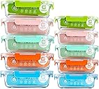C CREST [10-Pack Glass Food Storage Containers (A Set of Five Colors), Meal Prep Containers with Lids for Kitchen, Home Use - Airtight Glass Lunch Boxes