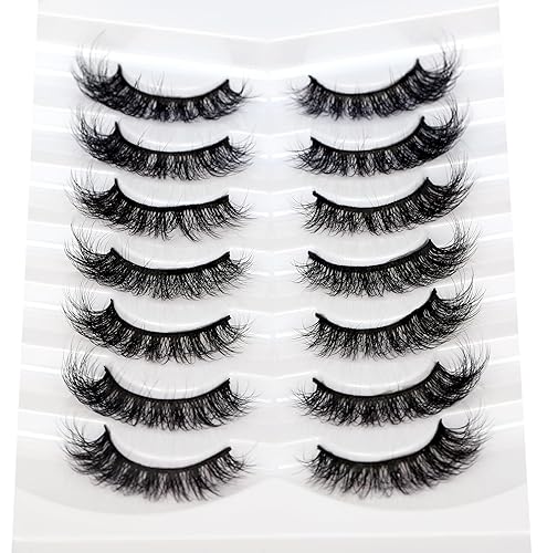 Miniatura 382 de Pooplunch Pestañas postizas de pelo de visón sintético, estilo de ojo de gato, paquete de pestañas postizas naturales esponjosas, paquete múltiple