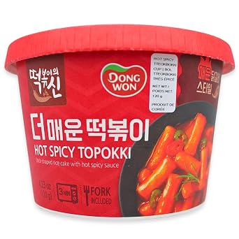 Korean Dongwon Instant Hot Spicy Rice Cake Cup Topokki 2 Pack Hot Spicy