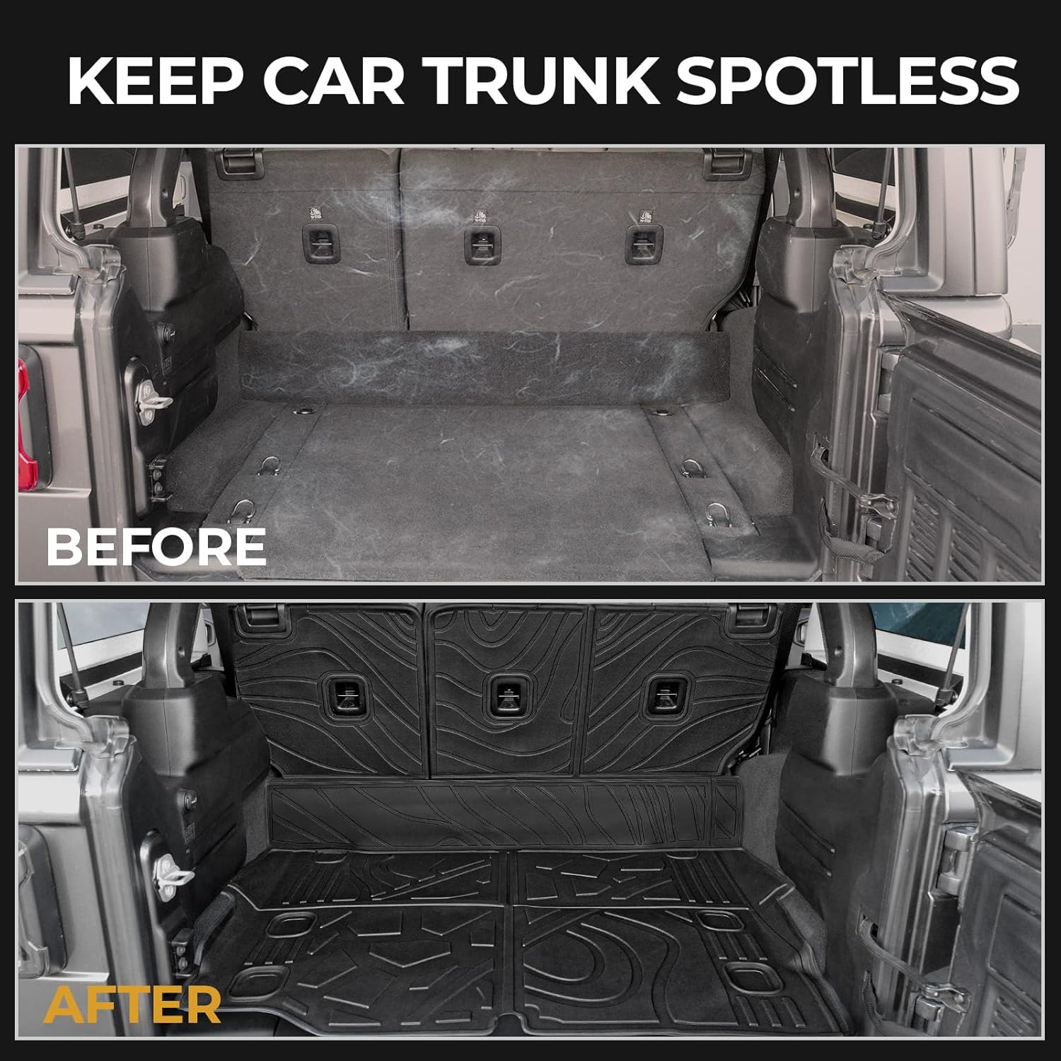 Cargo Mat for 2021-2025 2026 Jeep Wrangler JL 4XE (4-Door Unlimitied), Full Coverage All Weather TPE Protector Cargo Mat with Backrest Mat Trunk Mat Cargo Liner for Jeep Wrangler 4XE Accessories