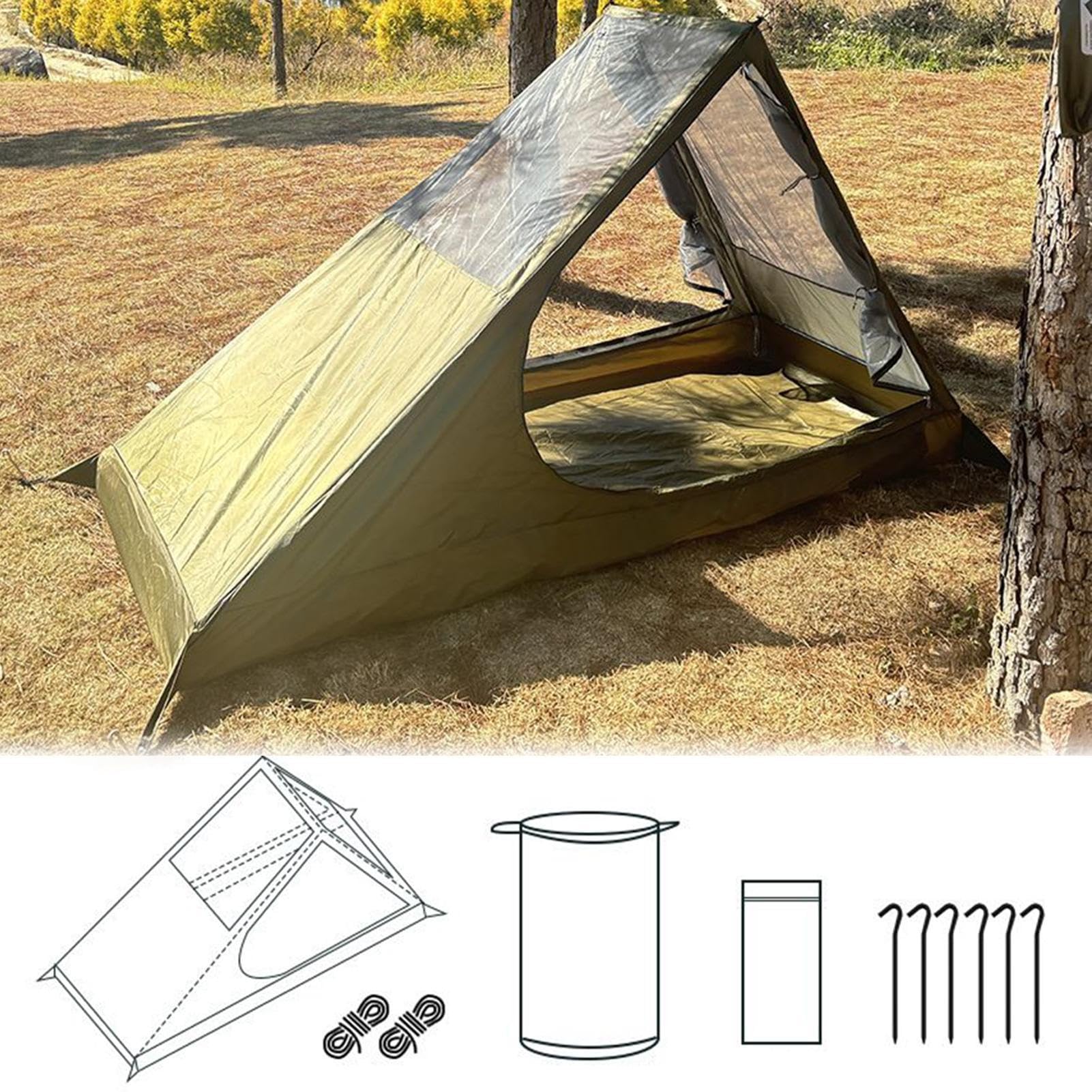Namiot 1-osobowy Backpacking Wytrzymała markiza z szybkim rozkładaniem i | Namiot 1-osobowy Turystyka piesza, podwórko, patio, piknik, festiwal, polowanie, wędkarstwo