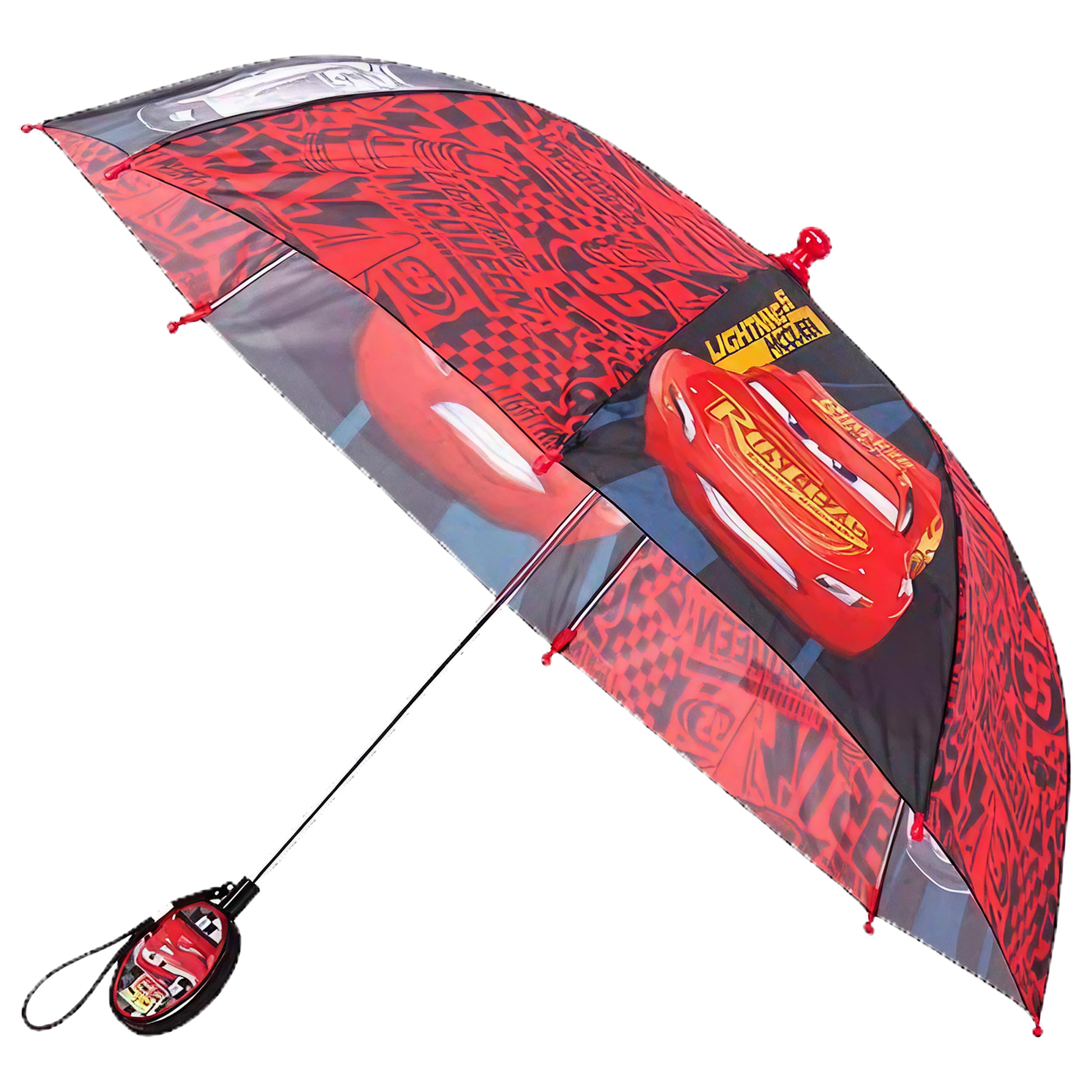 Disney boys Kids Umbrella Lightning Or Mickey Mouse Toddler and Little Boy Rain Wear Umbrella Black Red Age