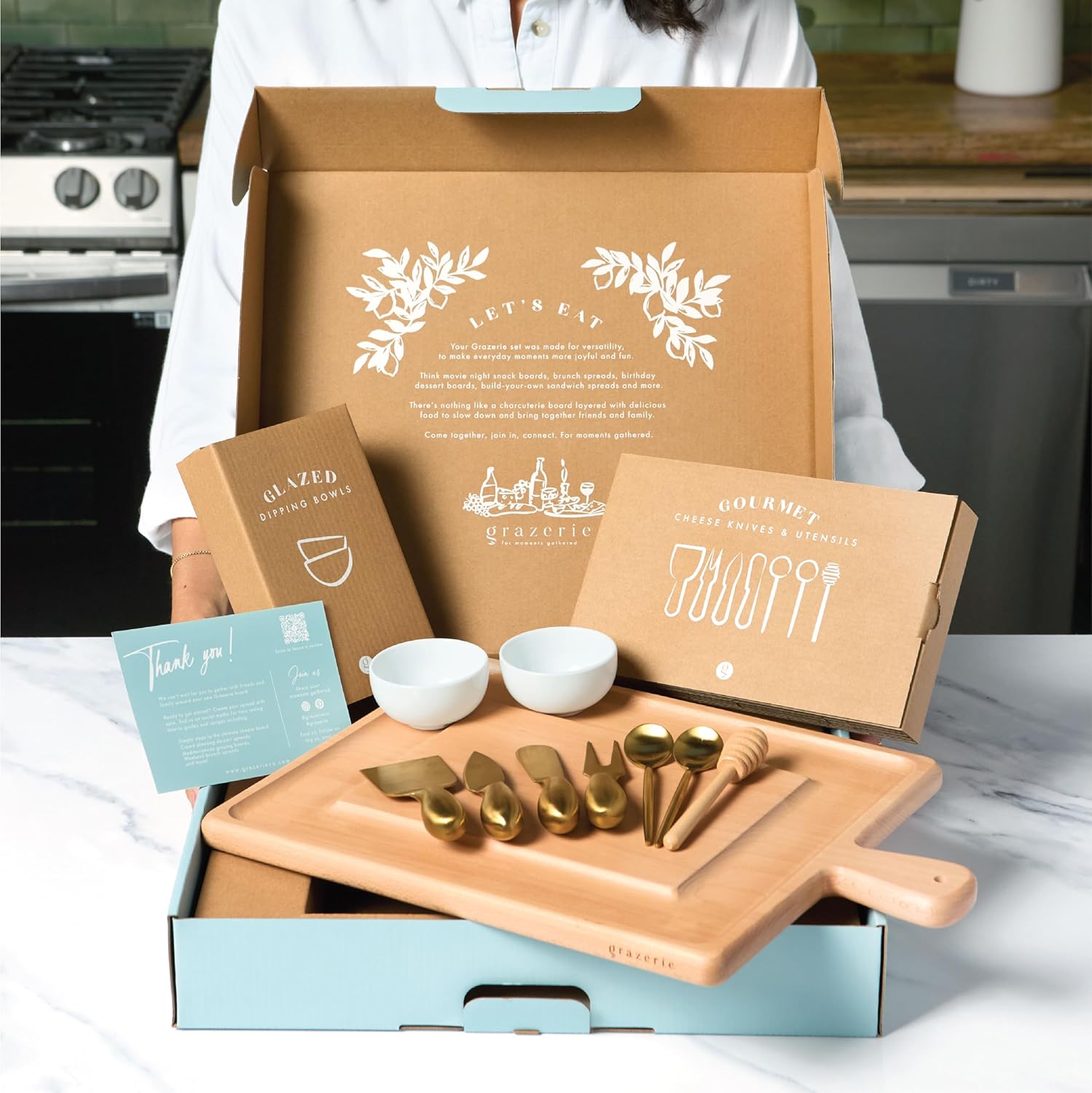 Charcuterie Board Set - Beech Wood Cheese Board for Serving with Accessories - House Warming Gifts for New Home, Bridal Shower & Wedding Gift, Birthday Gifts for Women - Image 3