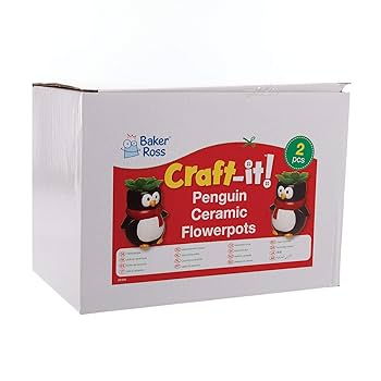 Baker Ross AX349 pingwin ceramiczne doniczki na kwiaty