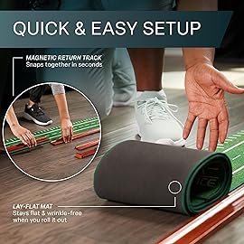 Perfect Practice Compact Golf Putting Mat - 8ft Portable Putting Green, Indoor & Outdoor Practice, with Ball Return - Golf Training Aid for Home, Office, Backyard - Golfing Gifts for Men