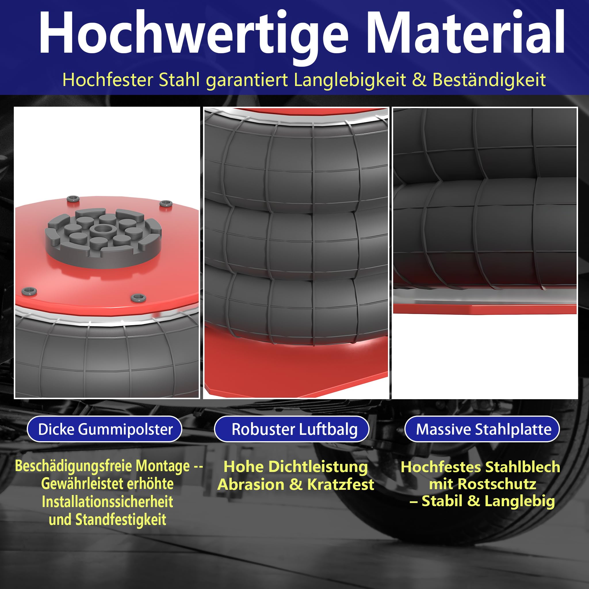 YRHome 3T/6600Lbs Pneumatischer Wagenheber mit Griff Druckluftwagenheber Luftkissen Rangierwagenheber Hebebühne Luftheber Druck Luft für Rangierwagenheber KFZ