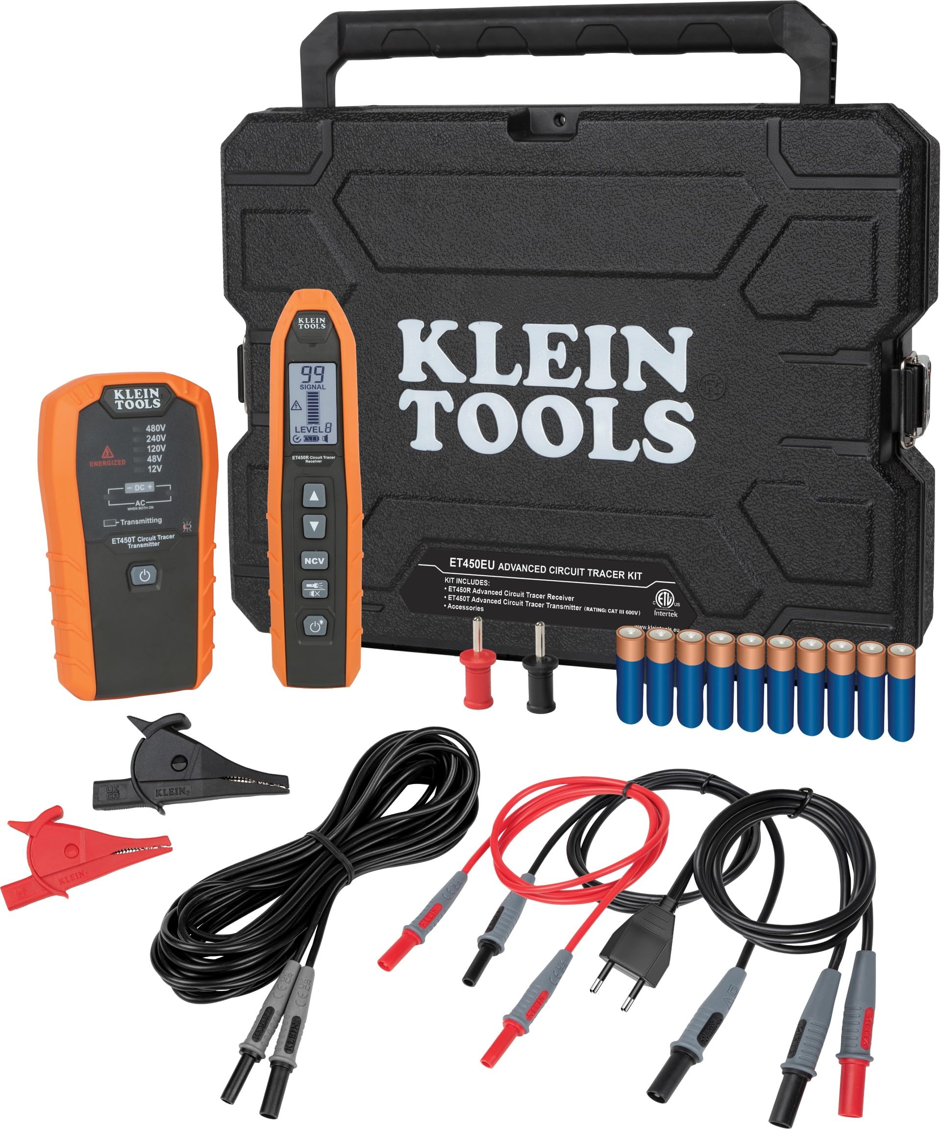 Klein Tools ET450EU Leitungssuchgerät Kabelsuchgerät Set | Stromkreisfinder für Sicherungen & Leitungen | 12–480 V AC | NCV Spannungsprüfung | CAT III 600 V | Mit Koffer