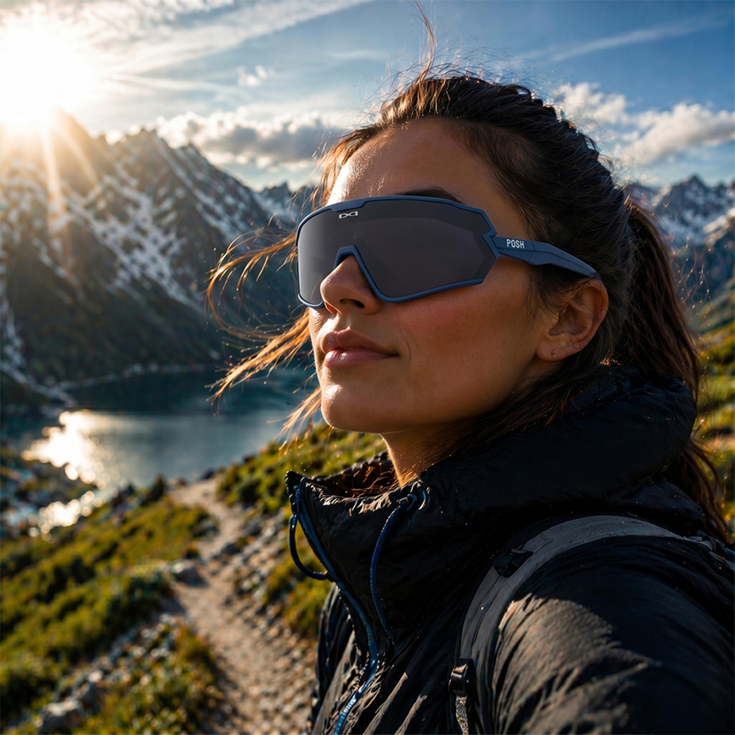 POSH Sport Sonnenbrille aus TR 90 - Polarisierte Fahrradbrille mit UV400-Filter - mit Herausnehmbarem Anti-Schweiß-Schwamm und Gummieinsätzen an Nase und Schläfen - für Herren und Damen