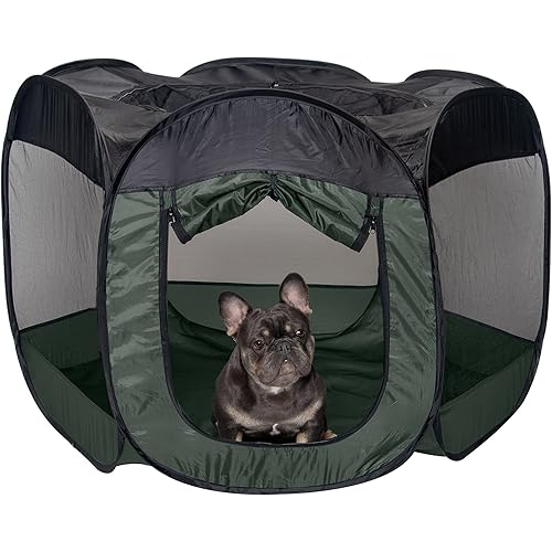 Furhaven Pop Up Playpen Pet Tent Playground - Hunter Green, Large