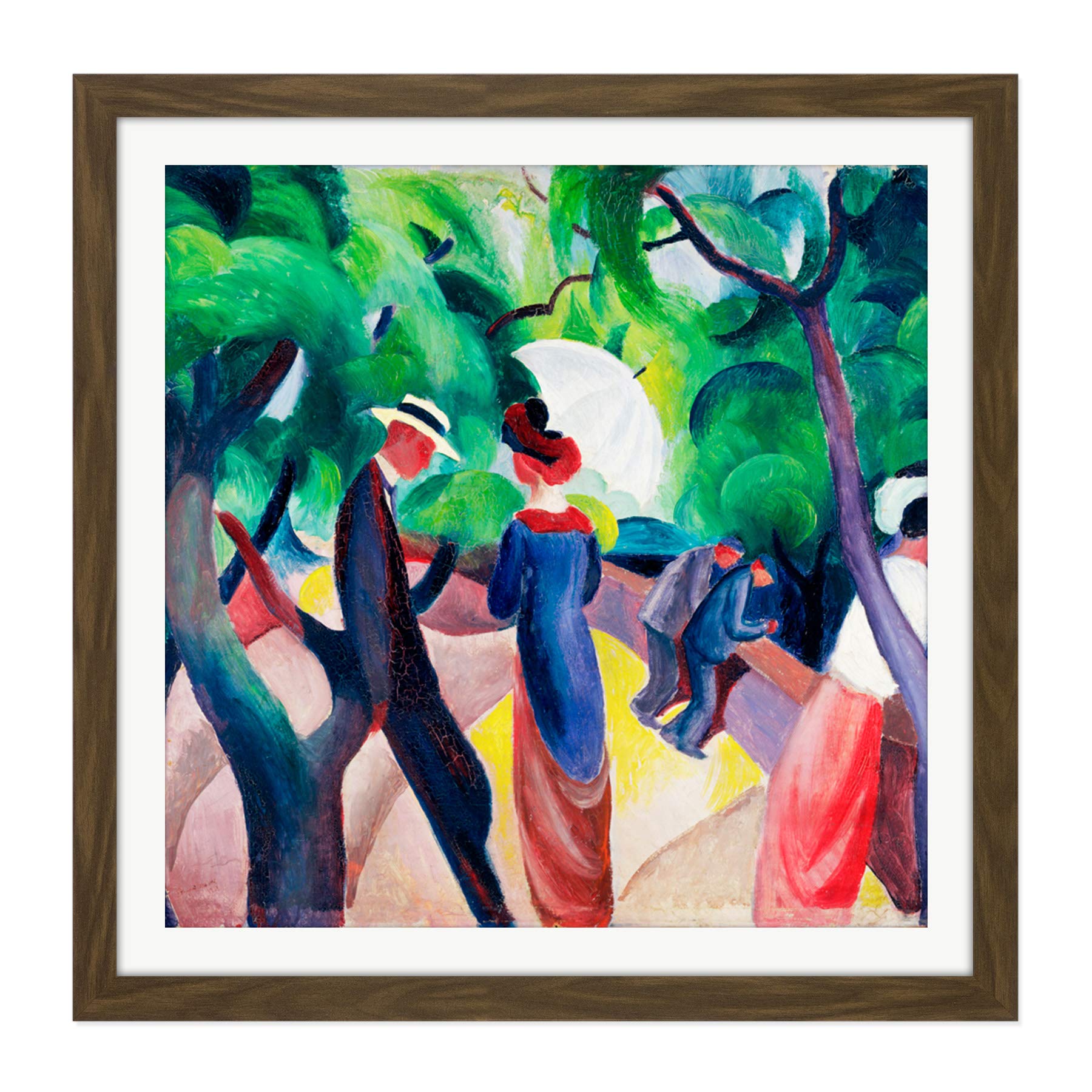 Macke August Promenade Painting Square Wooden Framed Wall Art Print Picture 16X16 Inch