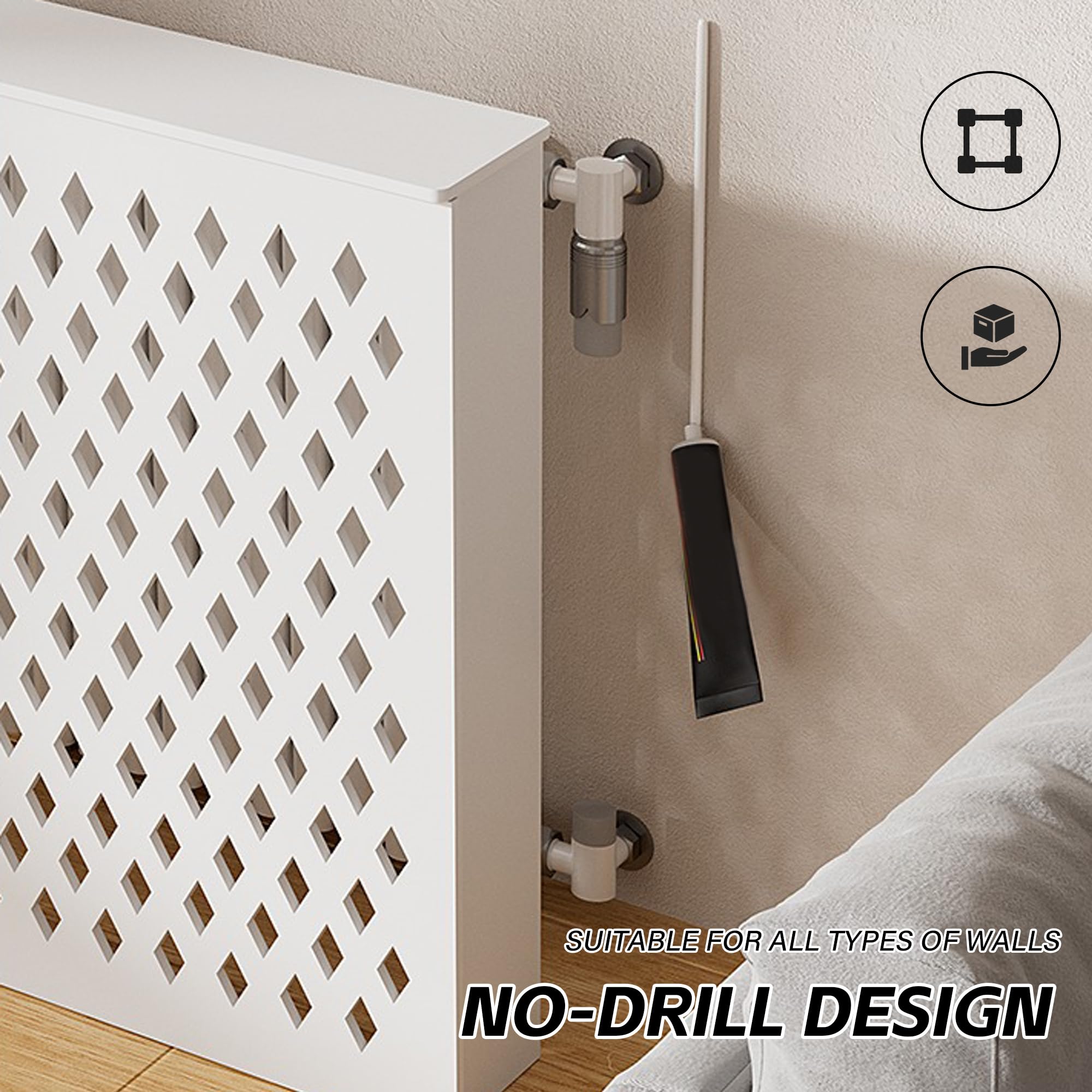 Copertura protettiva per termosifone, design traforato, mensola bianca per soggiorno, camera da letto, bagno, portaoggetti a pavimento