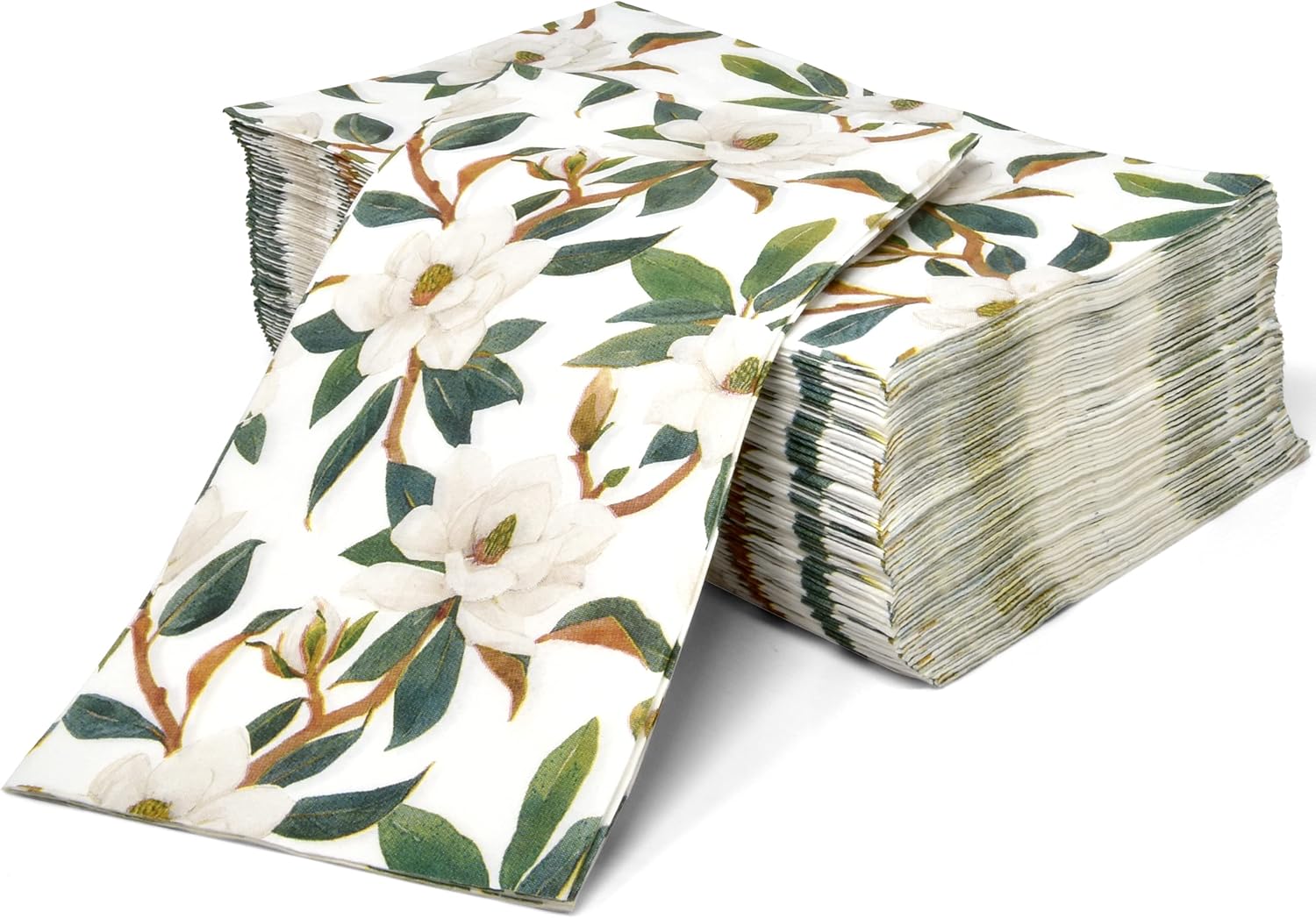 Gift Boutique 100 Magnolia Floral Guest Napkins Disposable Paper Hand Towels for Bathroom Wedding Baby Shower Spring Party Holiday Birthday Dinner Decor (Pack of 2)