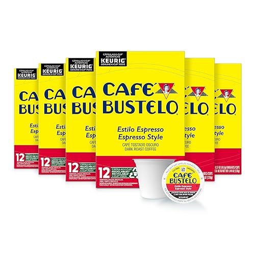 Café Bustelo Espresso Style Dark Roast Coffee, 72 Count Keurig K-Cup Pods - Espresso Dark Roast - 12 Count (Pack of 6)