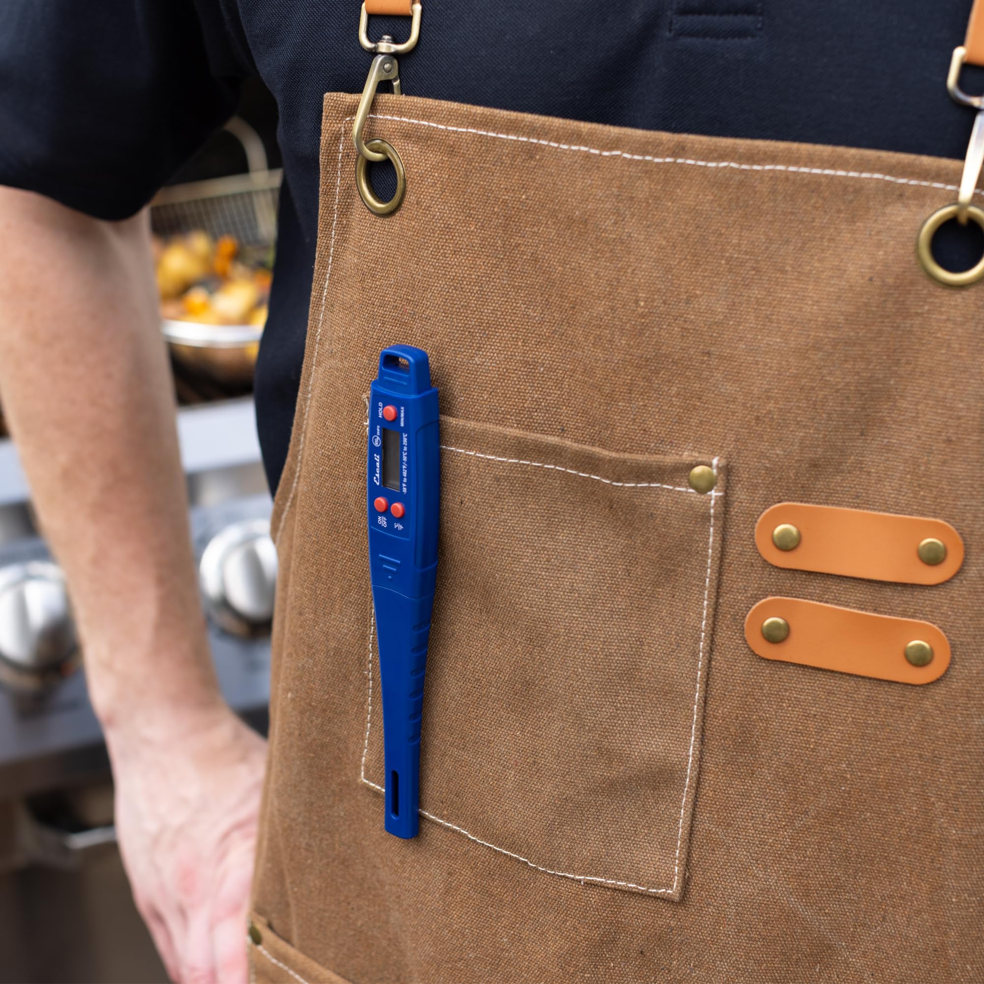Escali DHP3 Termómetro Digital de Cocina Gourmet, Termómetro de Cocina y Barbacoa, Certificación NSF, Impermeable, Sonda de Temperatura de -40° a -232° C, Azul Marino, 19,7 x 2,5 x 1,3 cm