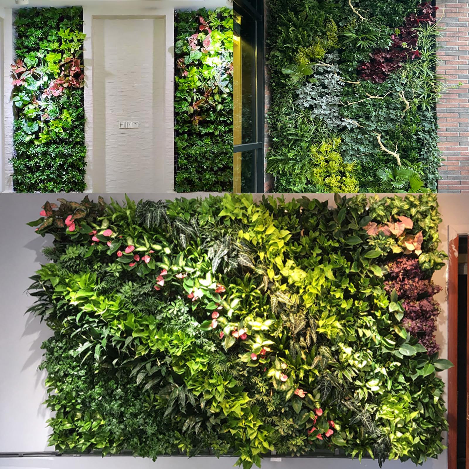 18-TLG Hängende Vertikaler Garten mit Automatisches Gartenbewässerungssystem und Entwässerungsloch, Blumentopf zur Wandmontage, Pflanzenwand Wandgarten zur Begrünung, Wandbepflanzung, Garten Balkon
