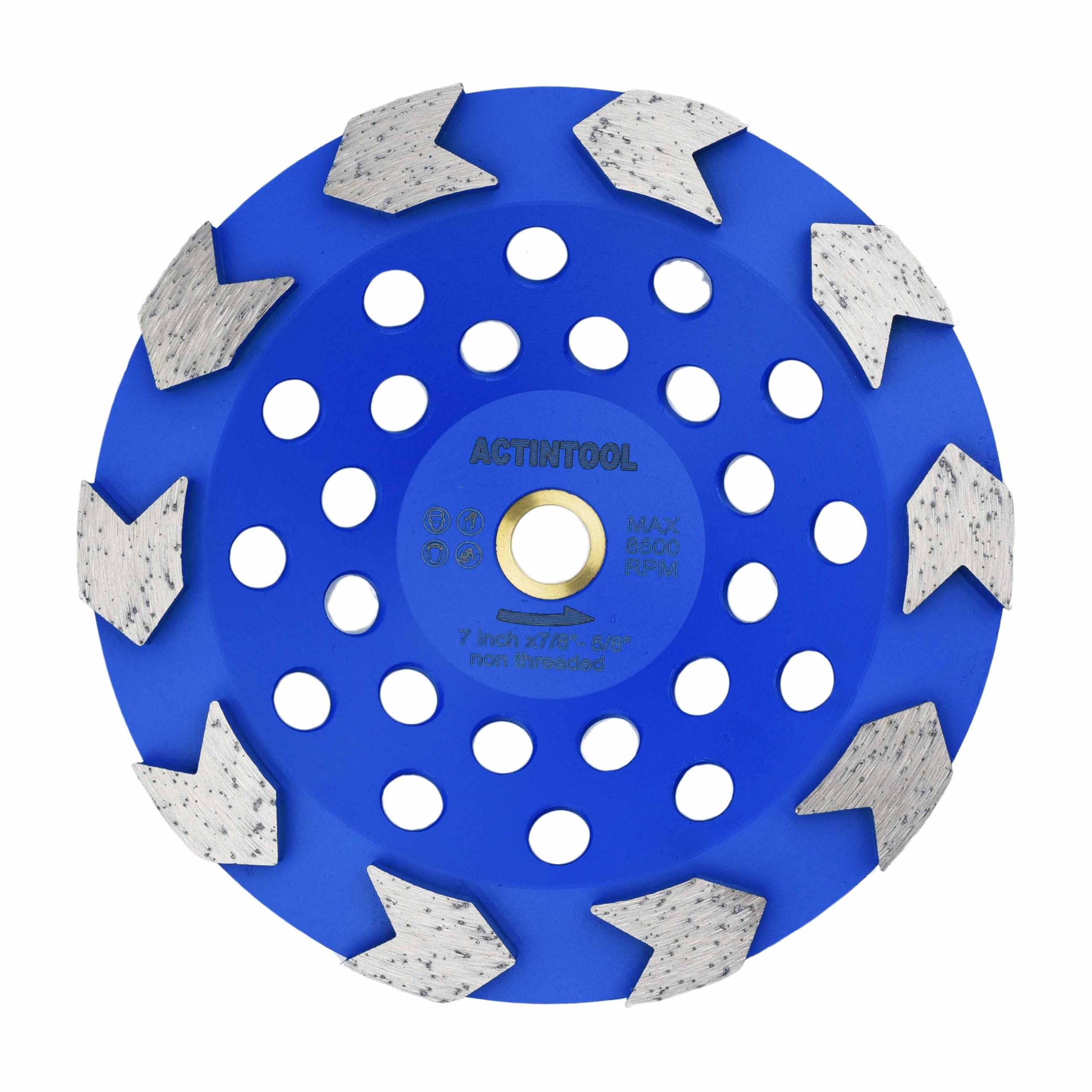 ACTINTOOL 7 in. x 7/8-5/8 in. Non Threaded 10 Pcs Arrow Segments Grinding Cup Wheel for for Concrete Epoxy Glue Mastic Paint and Coating Removal(7/8"-