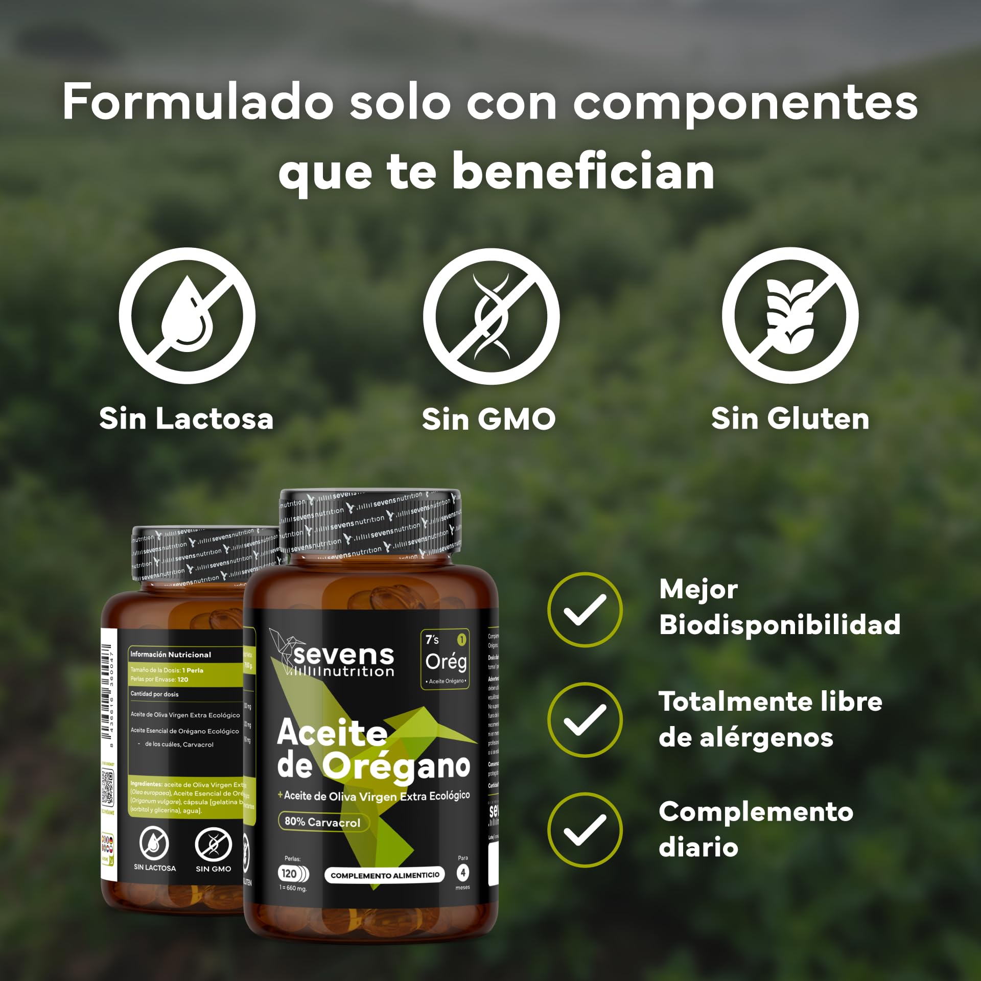 Aceite de Orégano Cápsulas Orgánico - 80% de Carvacrol - Con Aceite de Oliva Virgen Extra Ecológico para Mejor Absorción - Apoyo al Sistema Inmunitario- 120 Cápsulas de Orégano - Origanum vulgare L.
