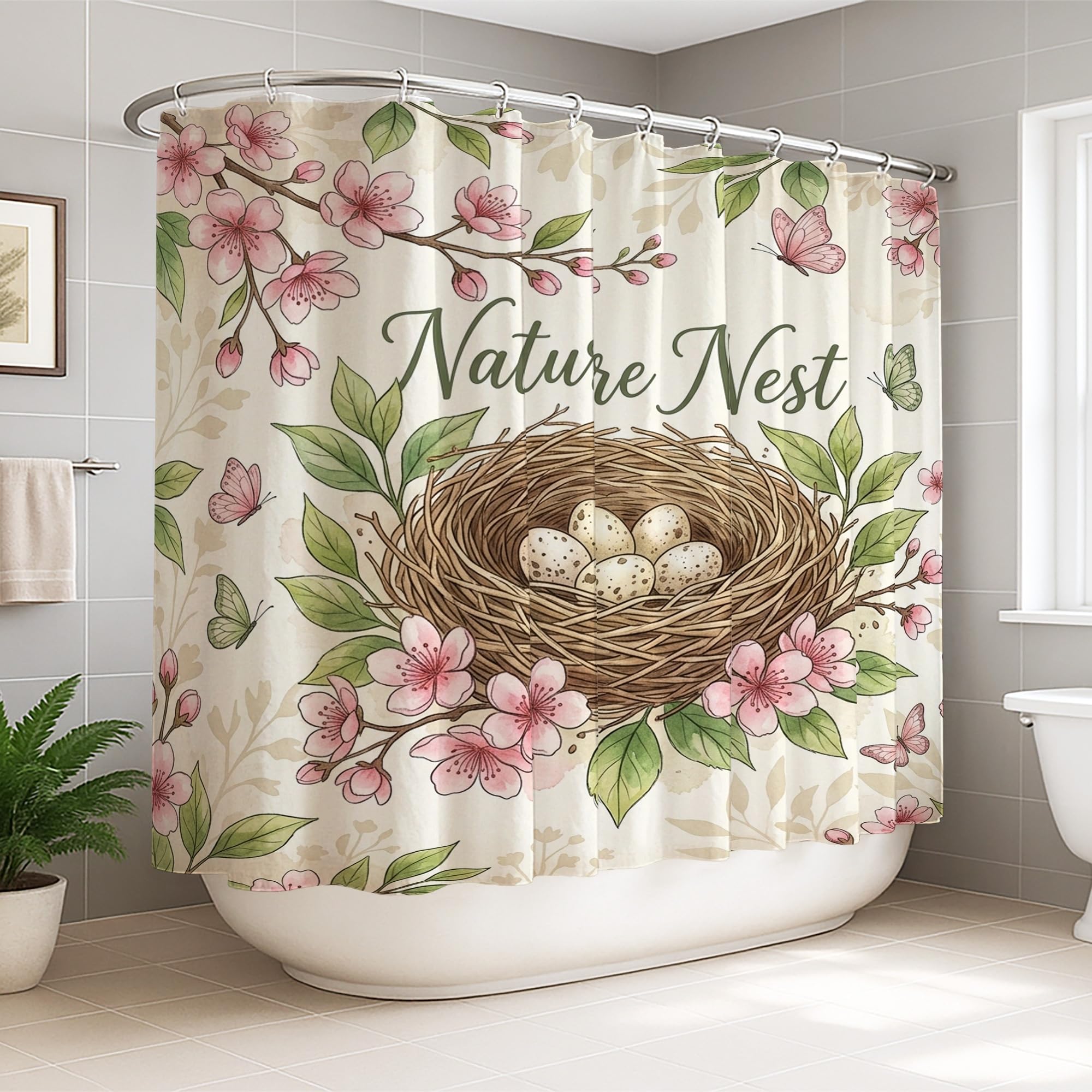 Rideau de douche extra large imperméable contre les éclaboussures de baignoire rustique
