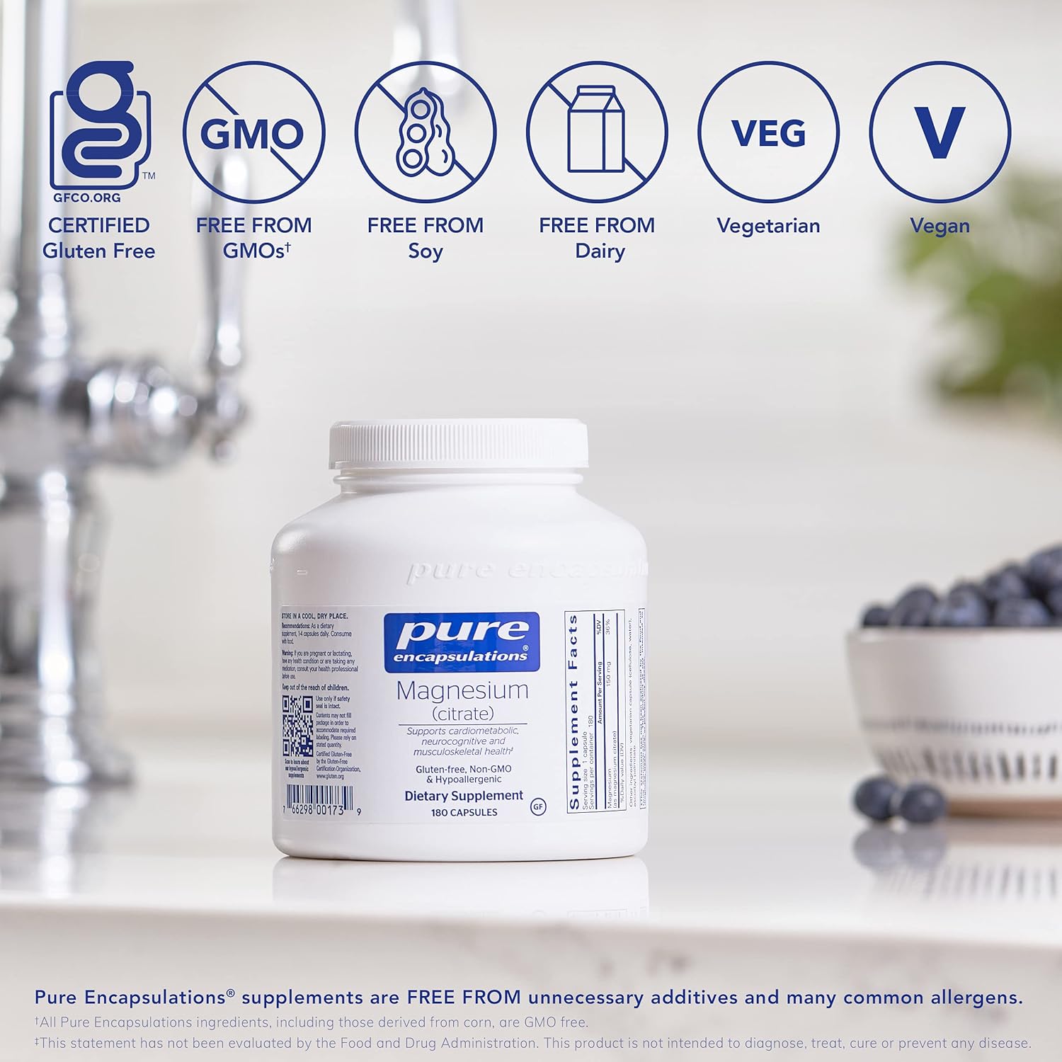 Pure Encapsulations Magnesium (Citrate) | Supplement for Sleep, Heart Health, Muscles, and Metabolism* | 180 Capsules : Health & Household
