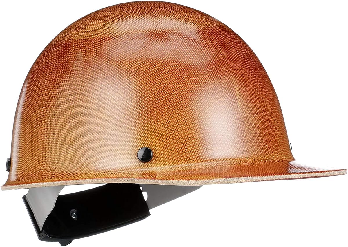 MSA 816651 Skullgard Cap Style Safety Hard Hat with Swing Ratchet Suspension | Non-slotted Cap, Made of Phenolic Resin, Radiant Heat Loads up to 350F - Standard Size in Tan