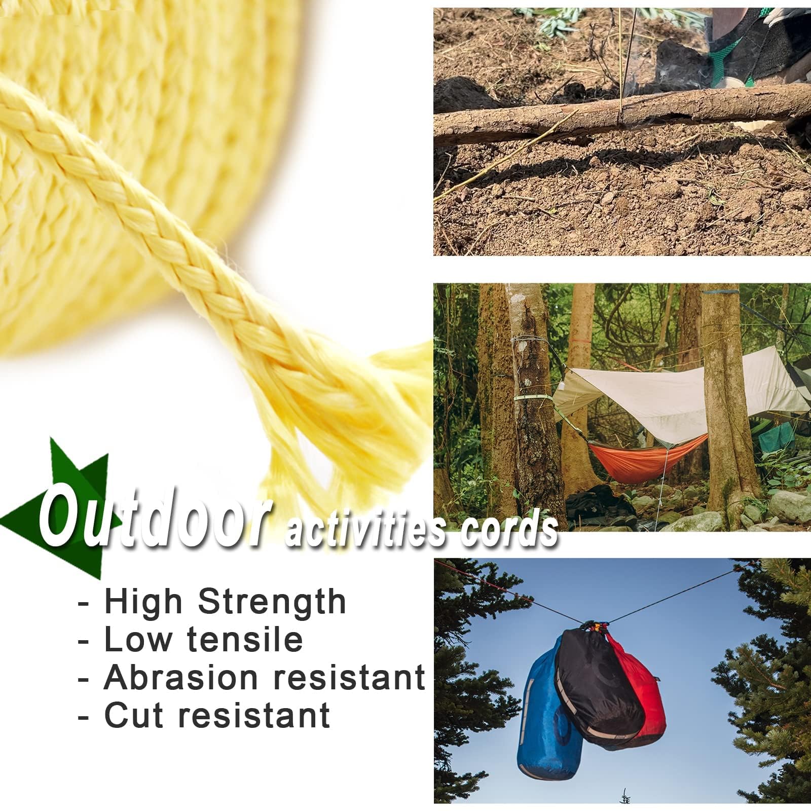 9KM DWLIFE Corde tressée en Kevlar de 226,8 kg, 2 mm, 30,5 m, Haute résistance à l'abrasion, Ignifuge, Corde de cerf-Volant, Ligne de pêche, modèle fusée, bâche de hamac, paracorde de Survie Tactique