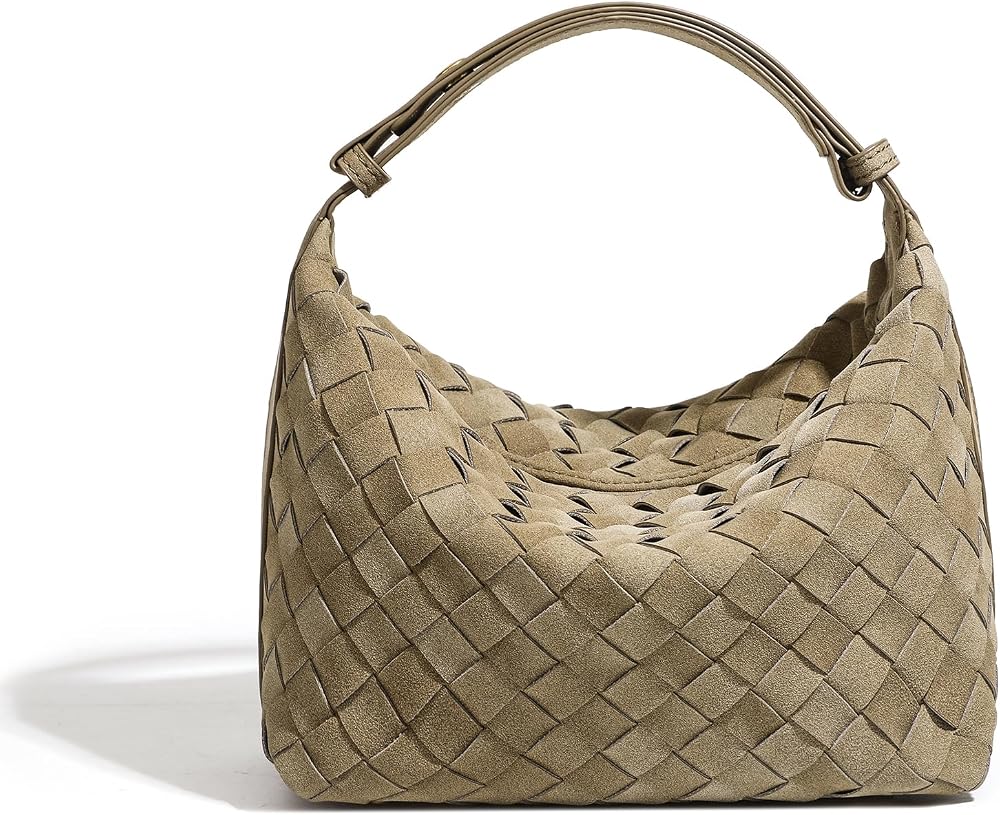 Woven Hobo Handbag for Women, Faux Suede Shoulder Purse — 사진 1
