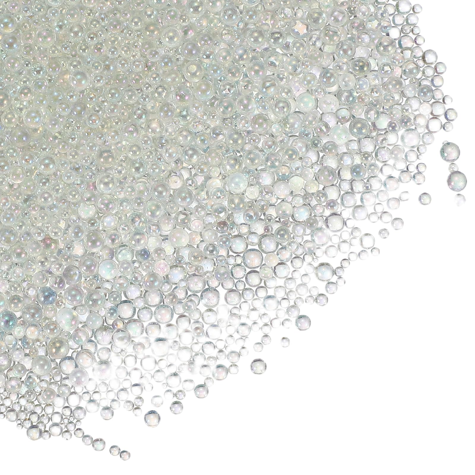 YELARXI Glass Bubble Beads, Tiny Iridescent Beads No Hole Mini Glass Bubble - Fitting for (DIY Crafting - Nail Art - Jewelry Making) 0.6-3mm &100g & Rainbow