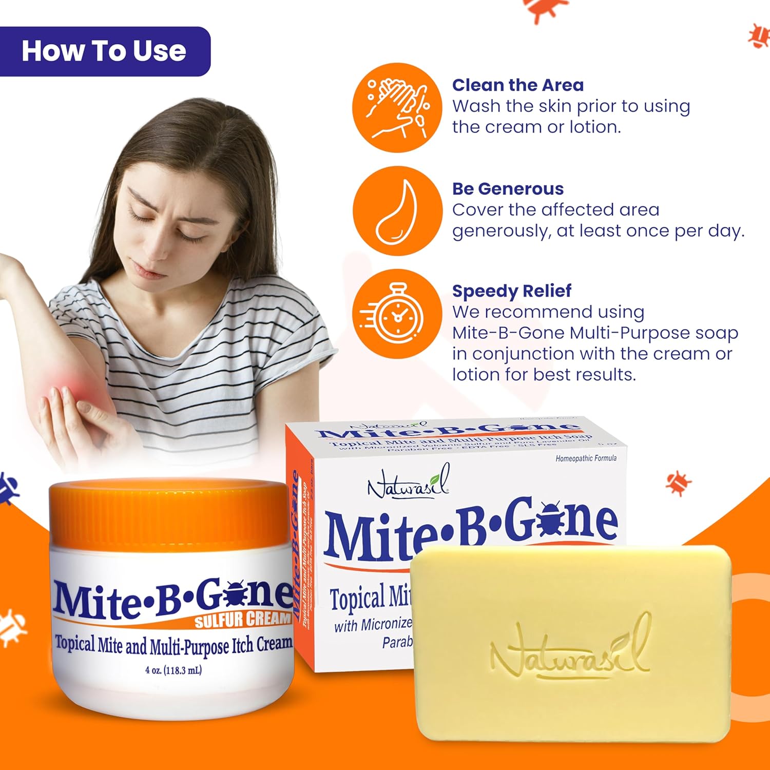 Mite-B-Gone Relief Soap - Fast Anti-Itch Sulfur Treatment for Human Mites, Insect & Mosquito Bites, Itching & Discomfort | Kid Safe | Effective for All Skin Types | 5 oz Bars (2) - Image 7