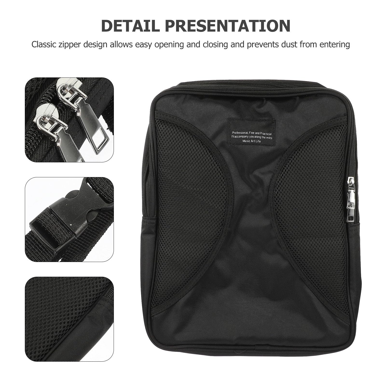 Borsa per Spartiti Musicali Nera, Custodia Cerniera e Fibbia | Tessuto Composito Nylon e Spugna, Fodera Antiurto Integrata, per Uscire e Pratica