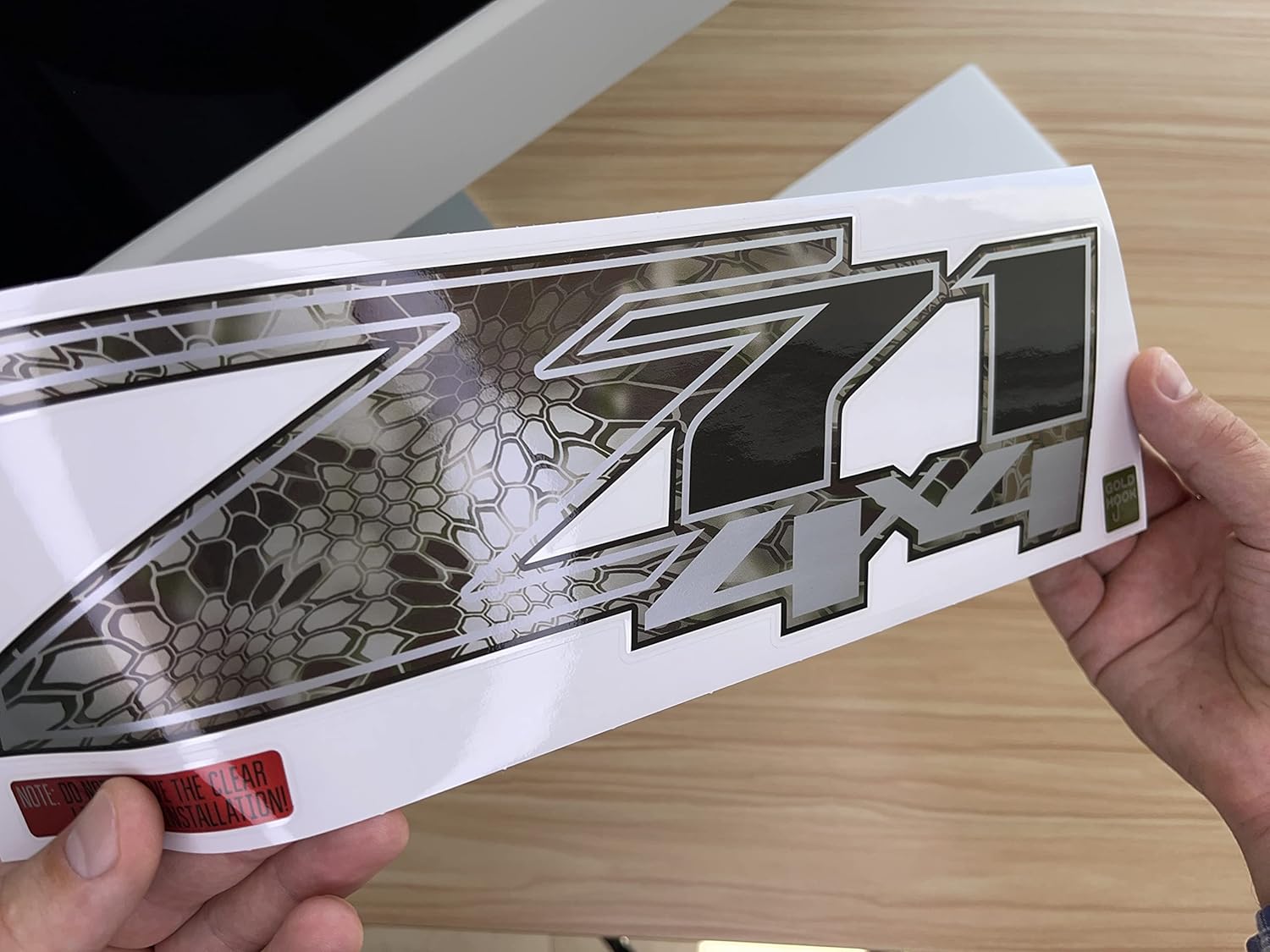GOLD HOOK Z71 4x4 Decals for Trucks Compatible with Chevy Silverado GMC Sierra 1500 2500 3500 - F (2007-2013) Bed Side, Set of 2, Premium Series (Kryptek Camo)
