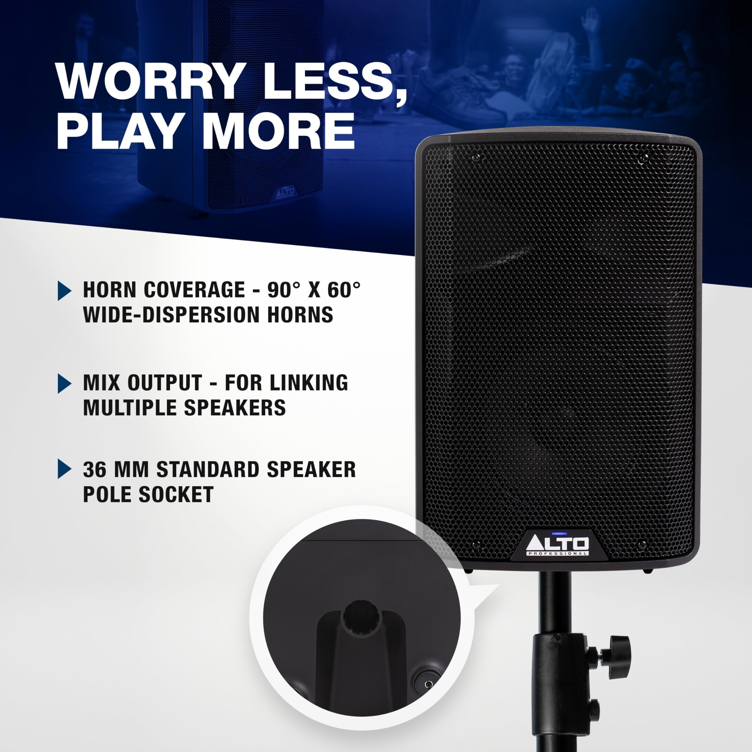 ALTO TX410 - Głośnik aktywny | TWS Bluetooth, 2‑Kanałowy Mikser, Tryb Monitora, Dla Zespołów, DJ, Prób i Obiektów