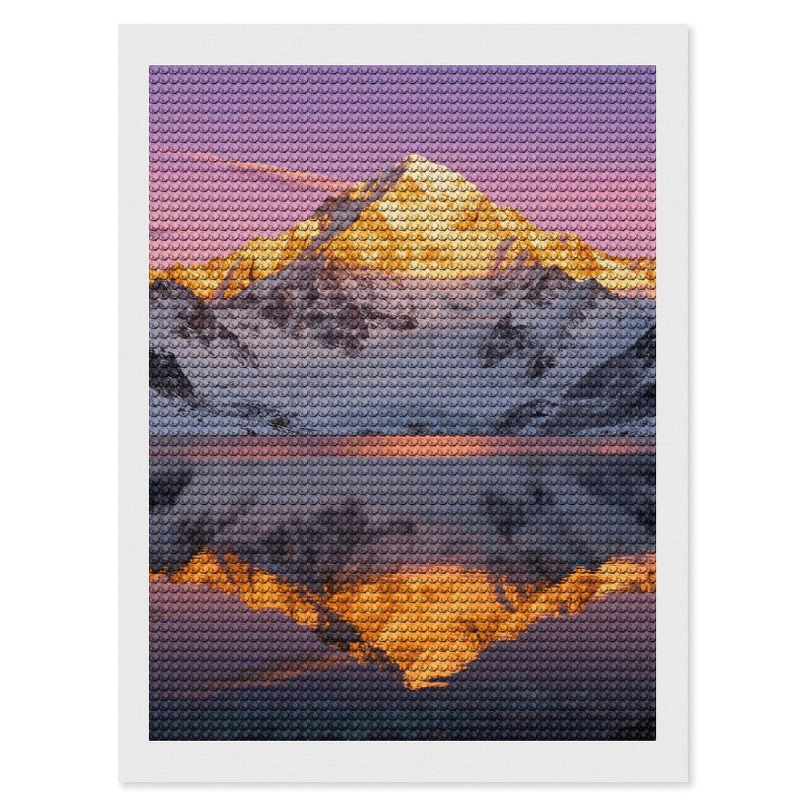 DWVTSLH Snow Mountain Lake View Diamond Painting Kits for Adults, Personalized Diamond Photo Art Full Drill, DIY 5D Diamond Art Painting Kits for Beginners, Home Wall Decor 12"x16"
