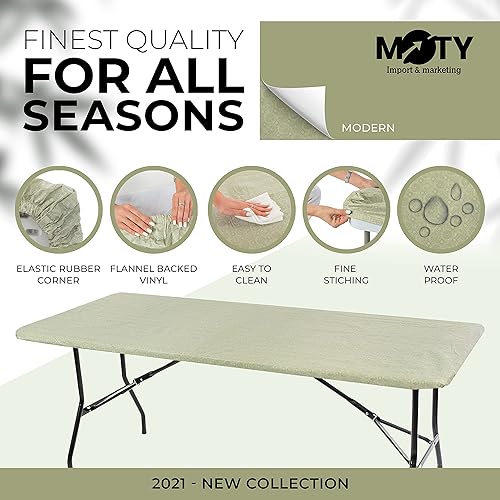 Miniatura 3 de Mantel para mesa plegable, mantel rectangular de plástico con respaldo de vinilo y borde elástico, para Navidad, fiestas, días de campo.