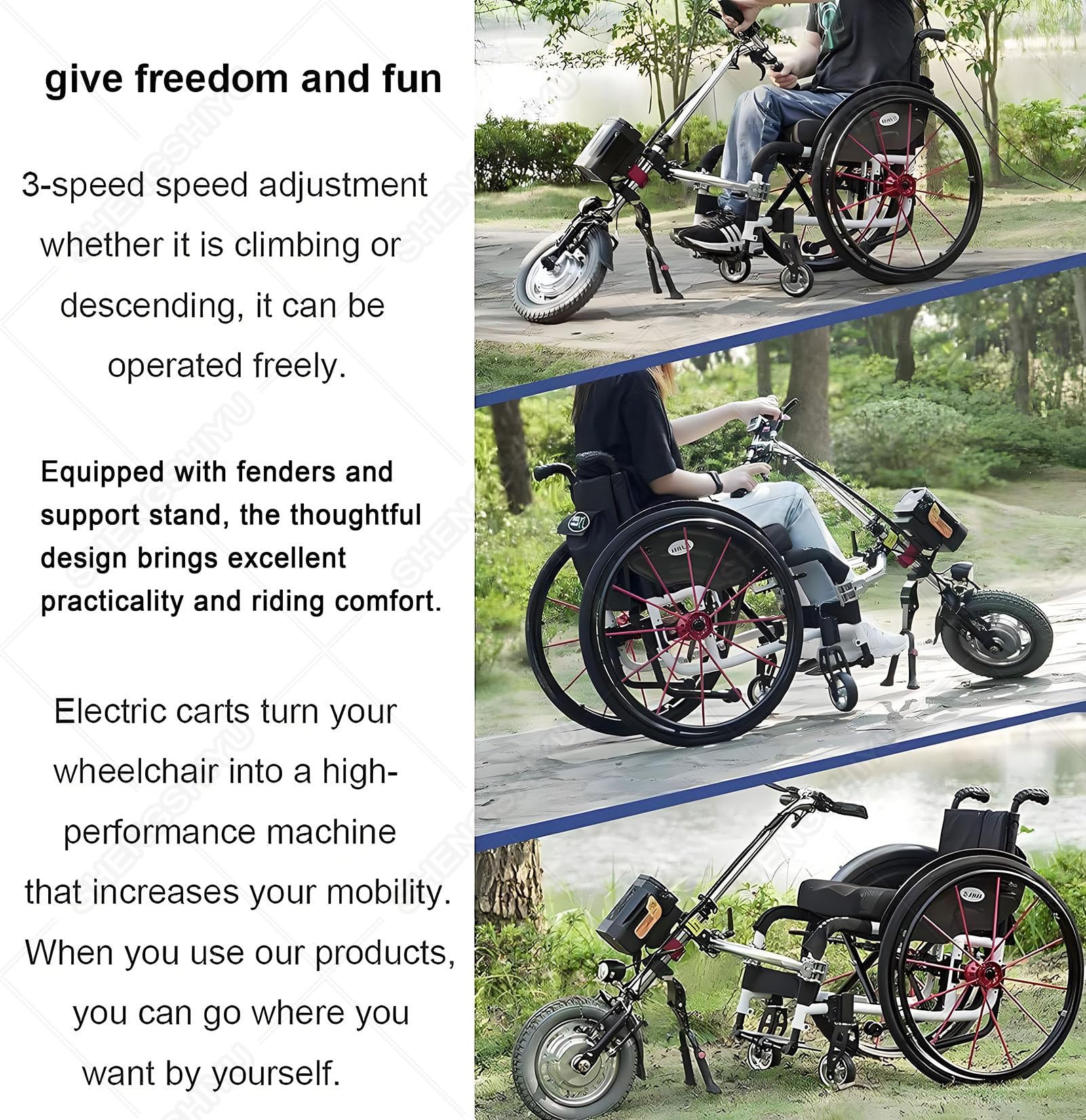 500w Silla Ruedas Eléctrica Accesorio para Silla Ruedas,Dispositivo De Tracción para Silla Ruedas,Autonomía hasta 65km,Ajuste 3 Velocidades Bicicleta Eléctrica para Discapacitados A