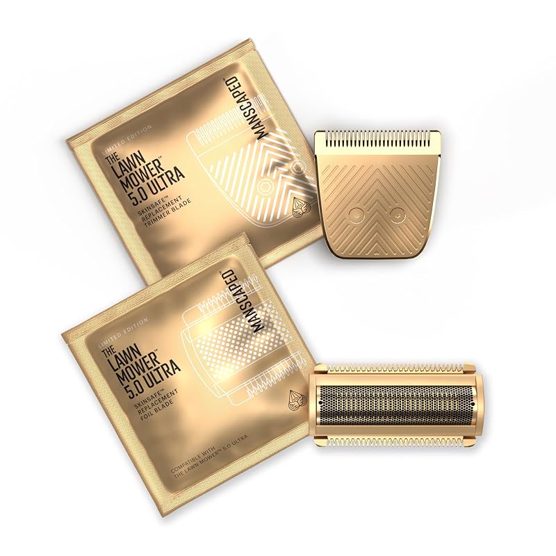 MANSCAPED The Lawn Mower 5.0 Ultra Gold Cabeças de Reposição, Lâmina SkinSafe e Cabeça de Lâmina para Barbear Rente, 1 de cada