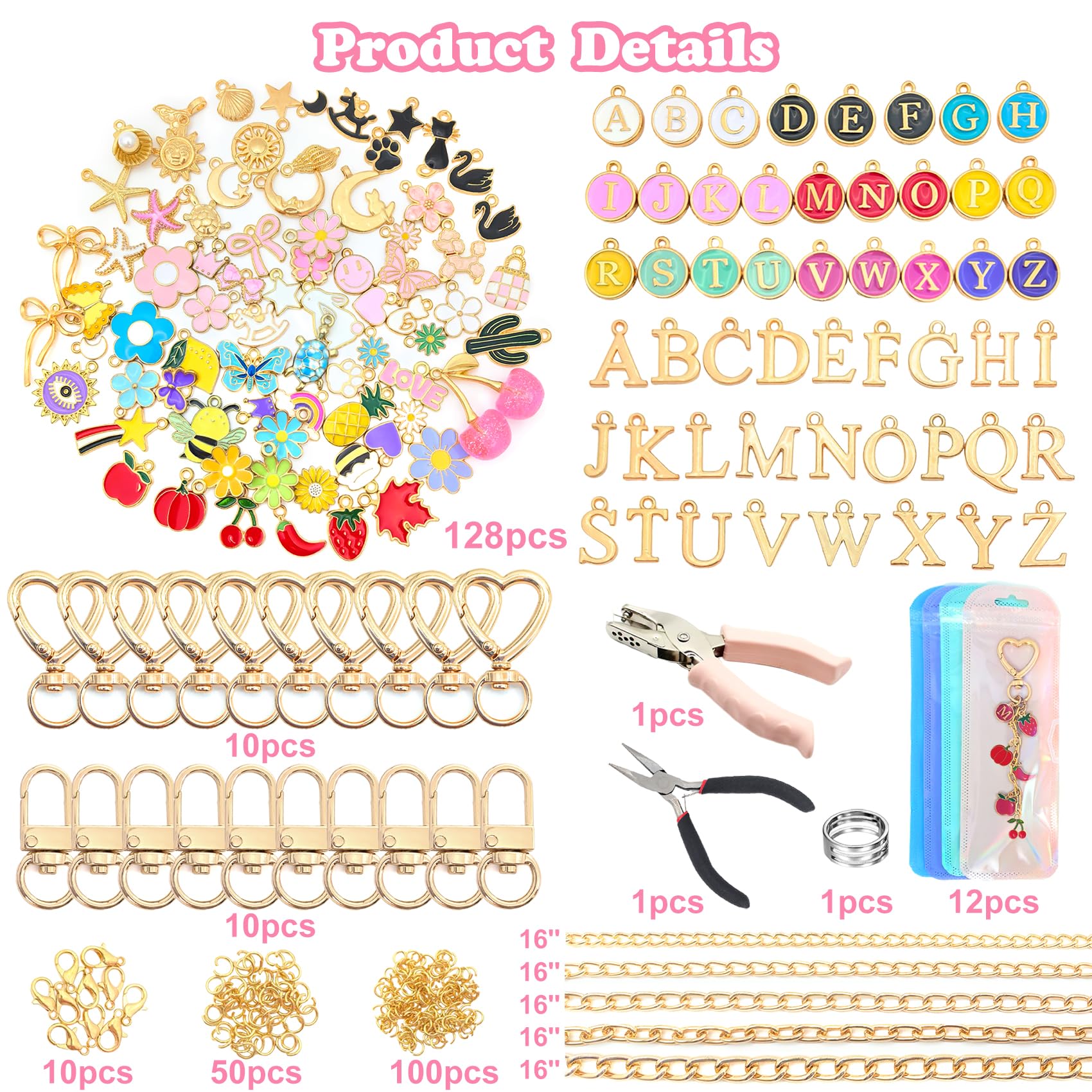 DIY Lip Gloss Charms Keychain Kit - 328 Pieces -2 DIY Lip Gloss Charms Keychain Kit - 328 Pieces -2