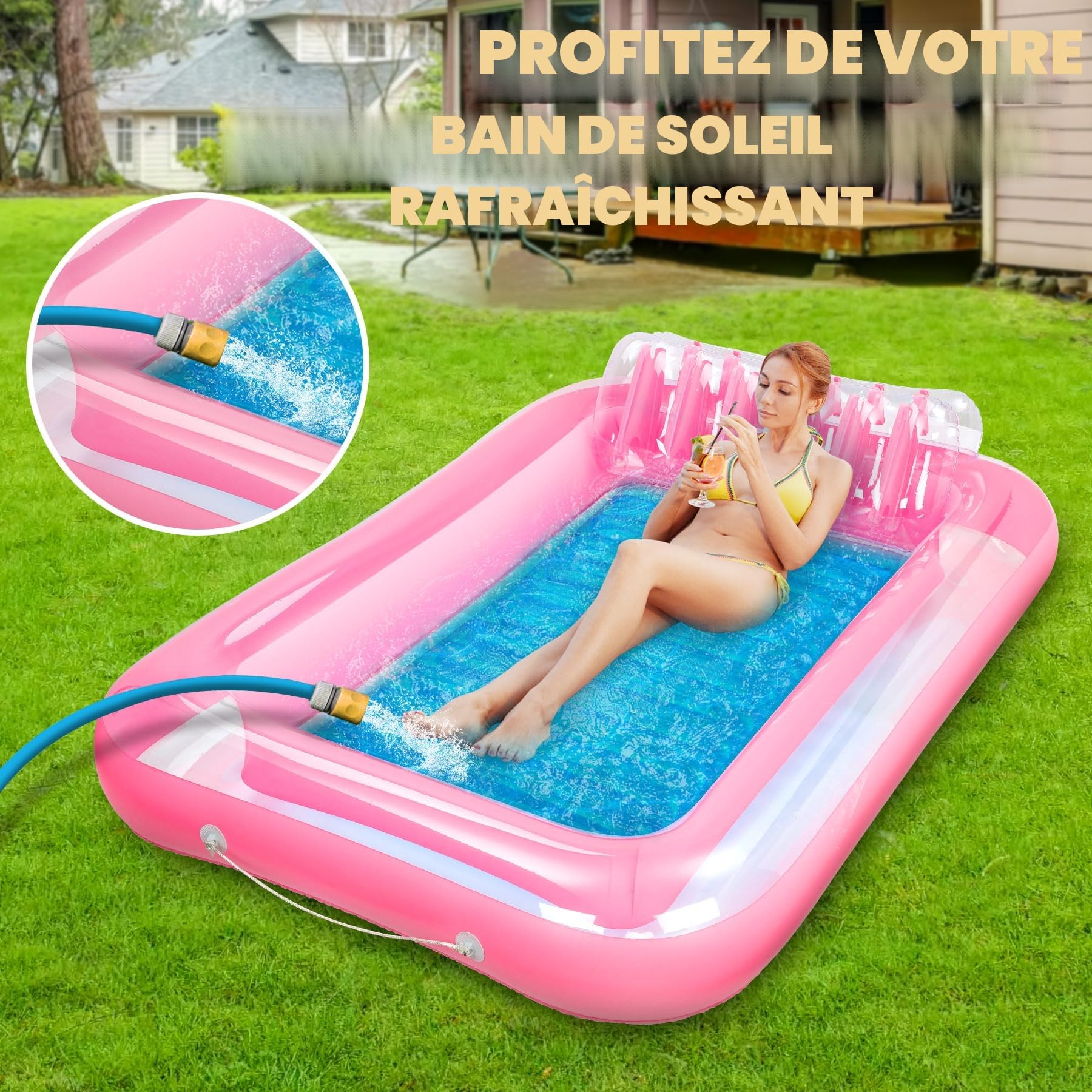 Subtail Matelas de Plage - Fauteuil Gonflable Piscine Matelas Hamac de Gonflable Piscine - Bouee Geante Piscine Adulte Enfant (180 * 120Cm)
