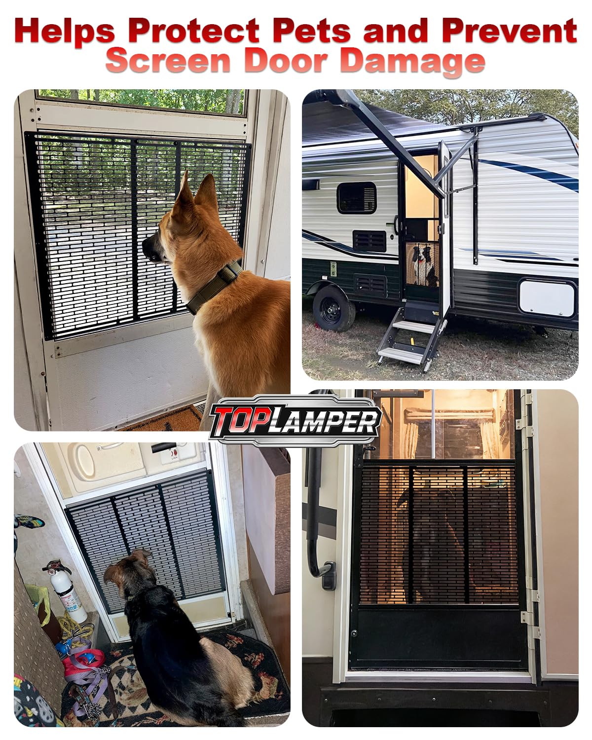 Wohnmobil-Fliegengitter für Hunde, robuster Camper-Türschutz mit Schraubbefestigung, pulverbeschichtetes, haustierresistentes Netz, verhindert Kratzer des Hundes, belüfteter Displayschutz