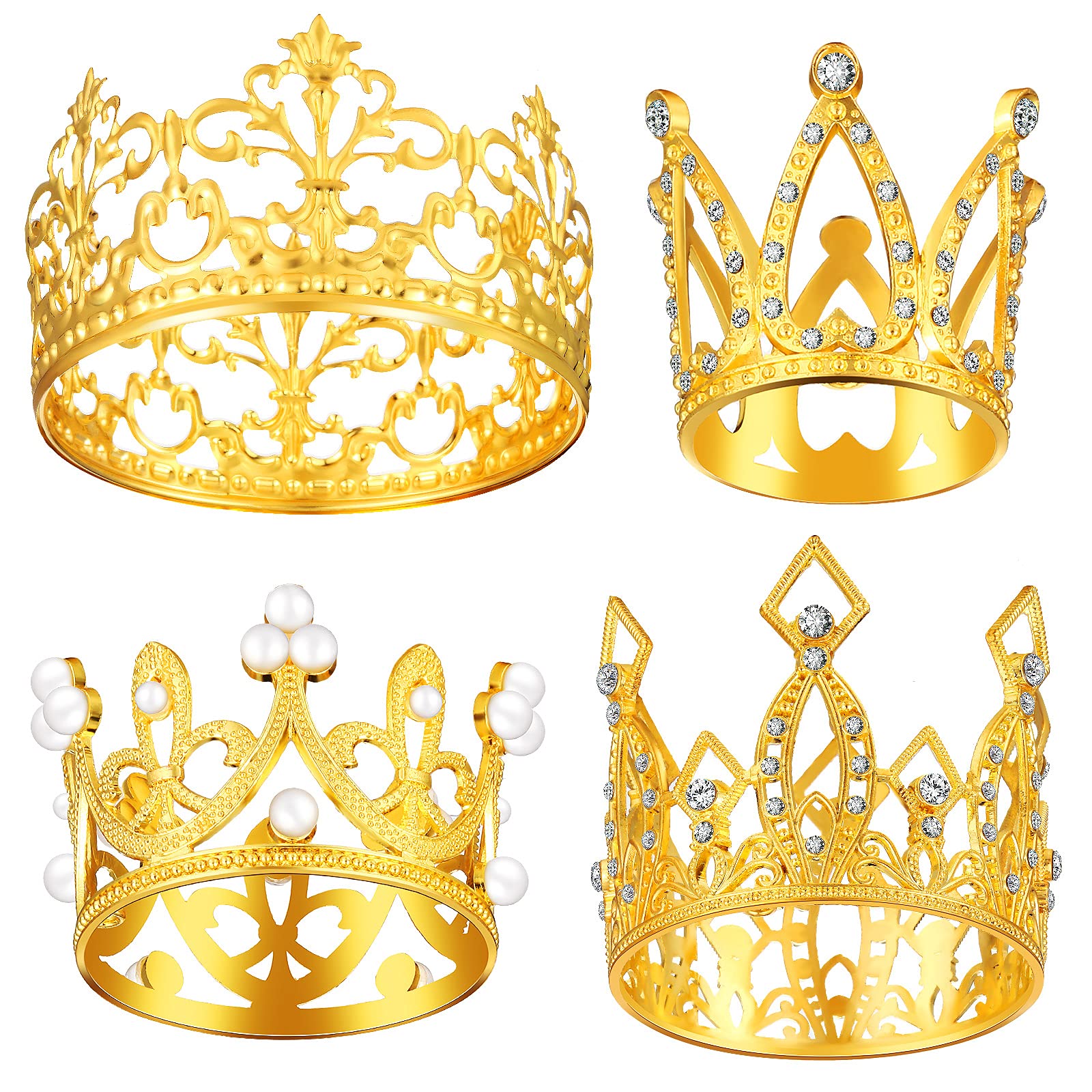 Buy 4 Pieces Gold Crown Cake Toppers Mini Crown Wedding Cake Toppers