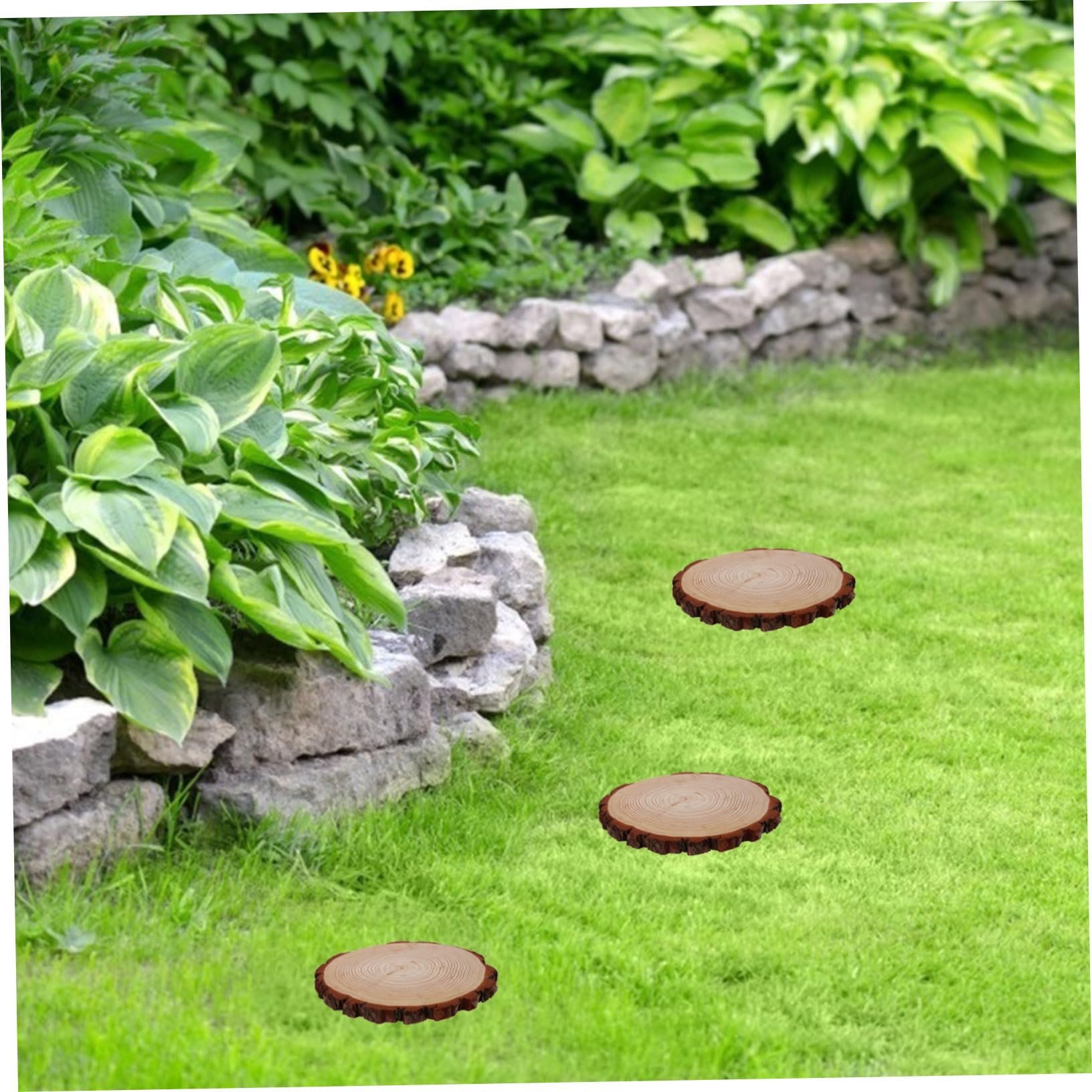 BESPORTBLE Piedras Decorativas para Jardín de Madera Beige, Escalones Resistentes para Exteriores y Caminos de Cemento, Decoración Práctica y Delicada para Jardín