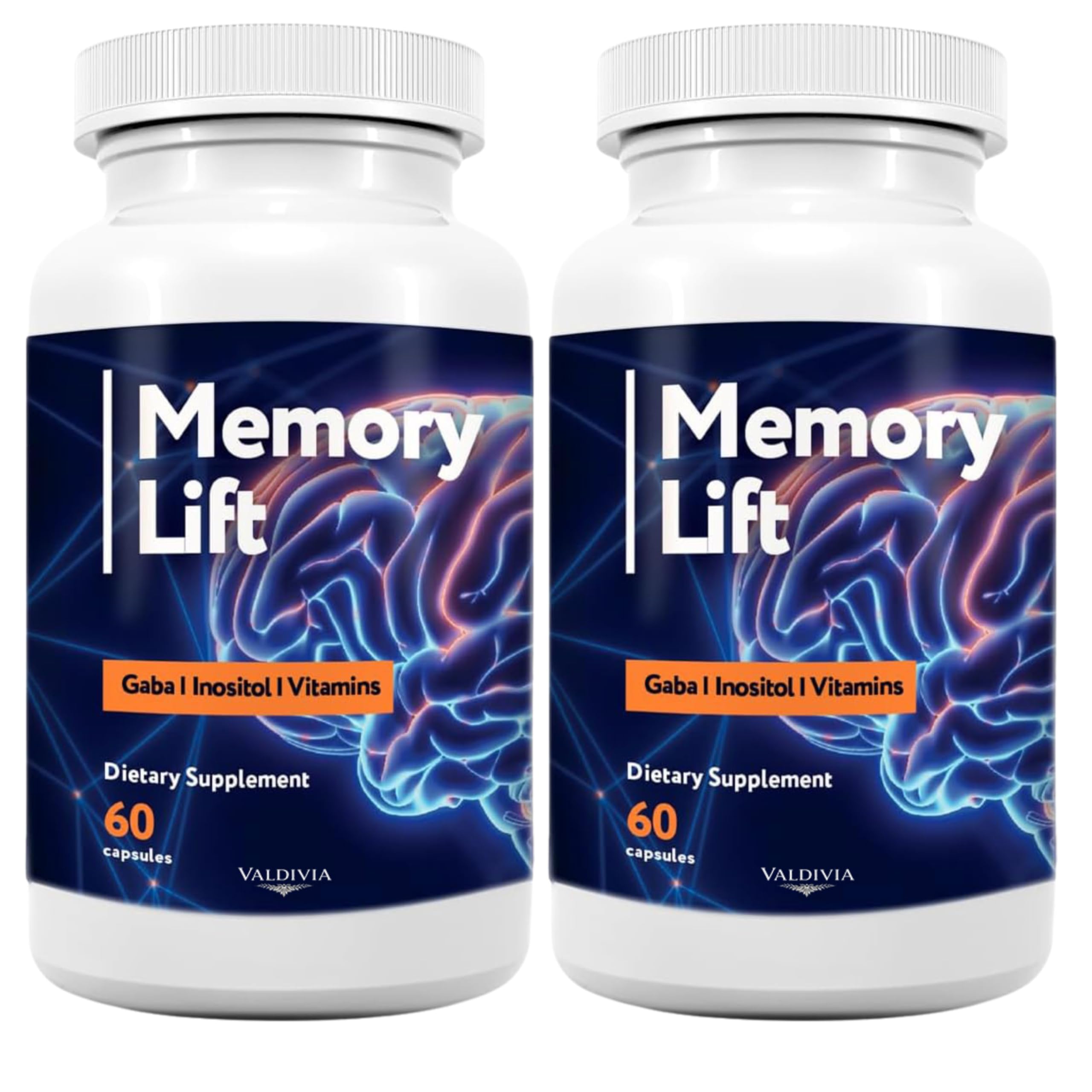 Valdivia (2 Pack) Brain Support Supplement, GABA Inositol Vitamins Complex, 120 Capsules