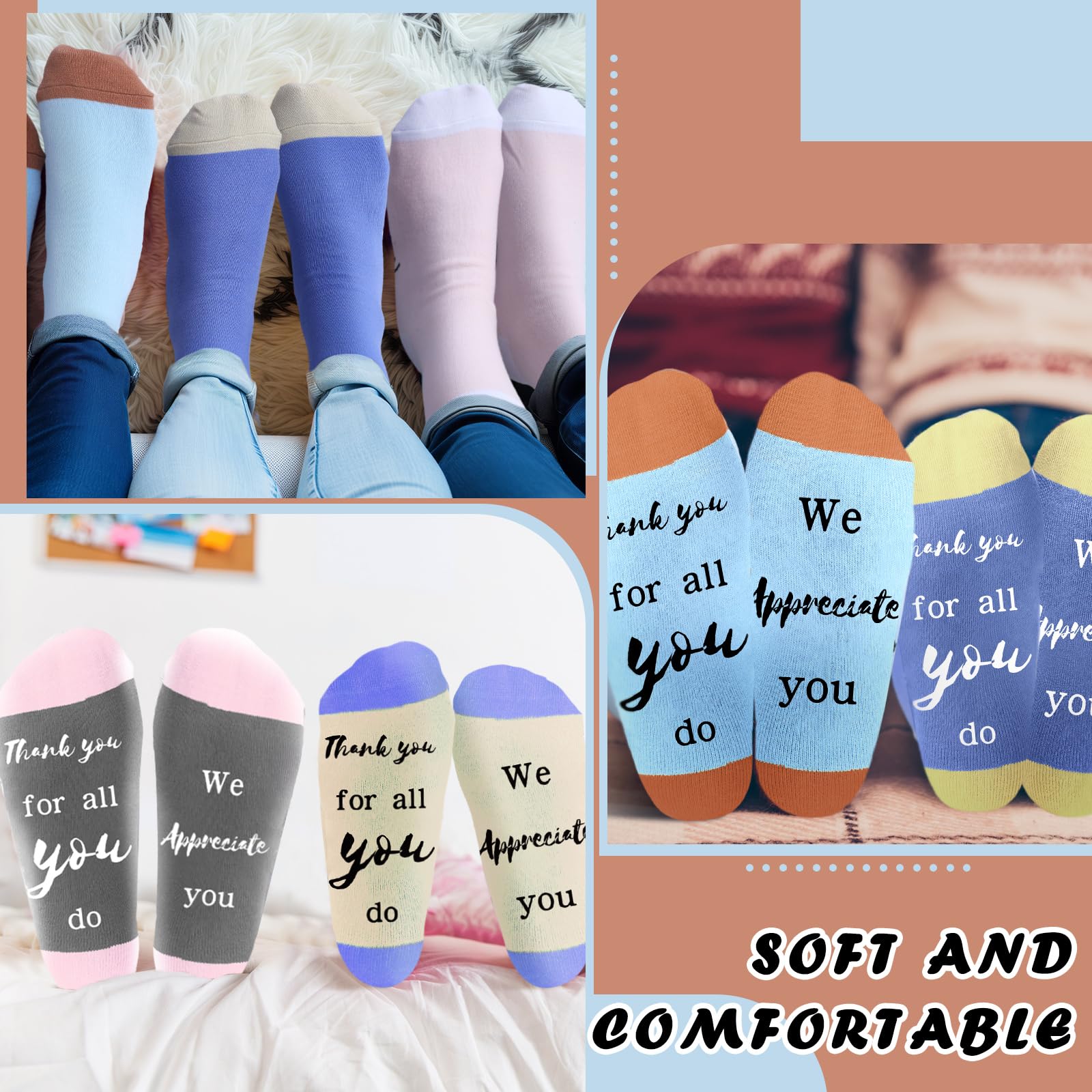 Xtinmee Calcetines de agradecimiento para empleados de Navidad, regalo de agradecimiento por todo lo que haces, regalo para personal, equipo, enfermera, profesor