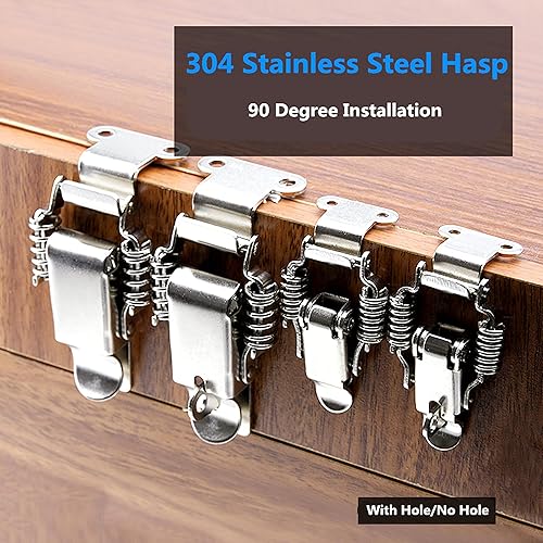 Miniatura 2 de 2 piezas de acero inoxidable de 90 grados 304 doble resorte cargado maleta caja de herramientas hardware bloqueo bloqueo cierre cierre hebilla con