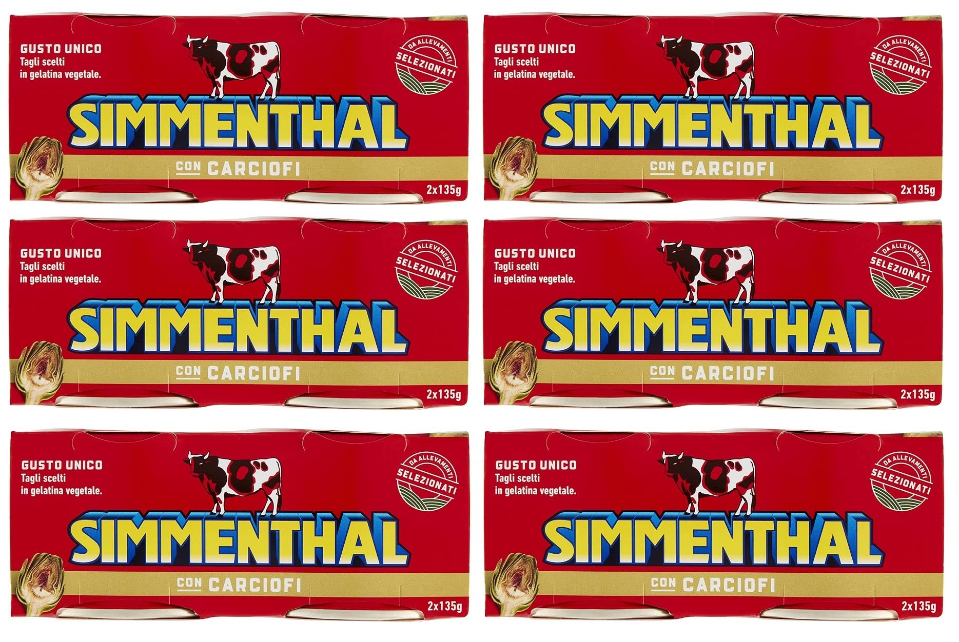 Simmenthal con Carciofi - Platos preparados de carne en gelatina de verduras, carne enlatada con alcachofas (2 x 135 g)
