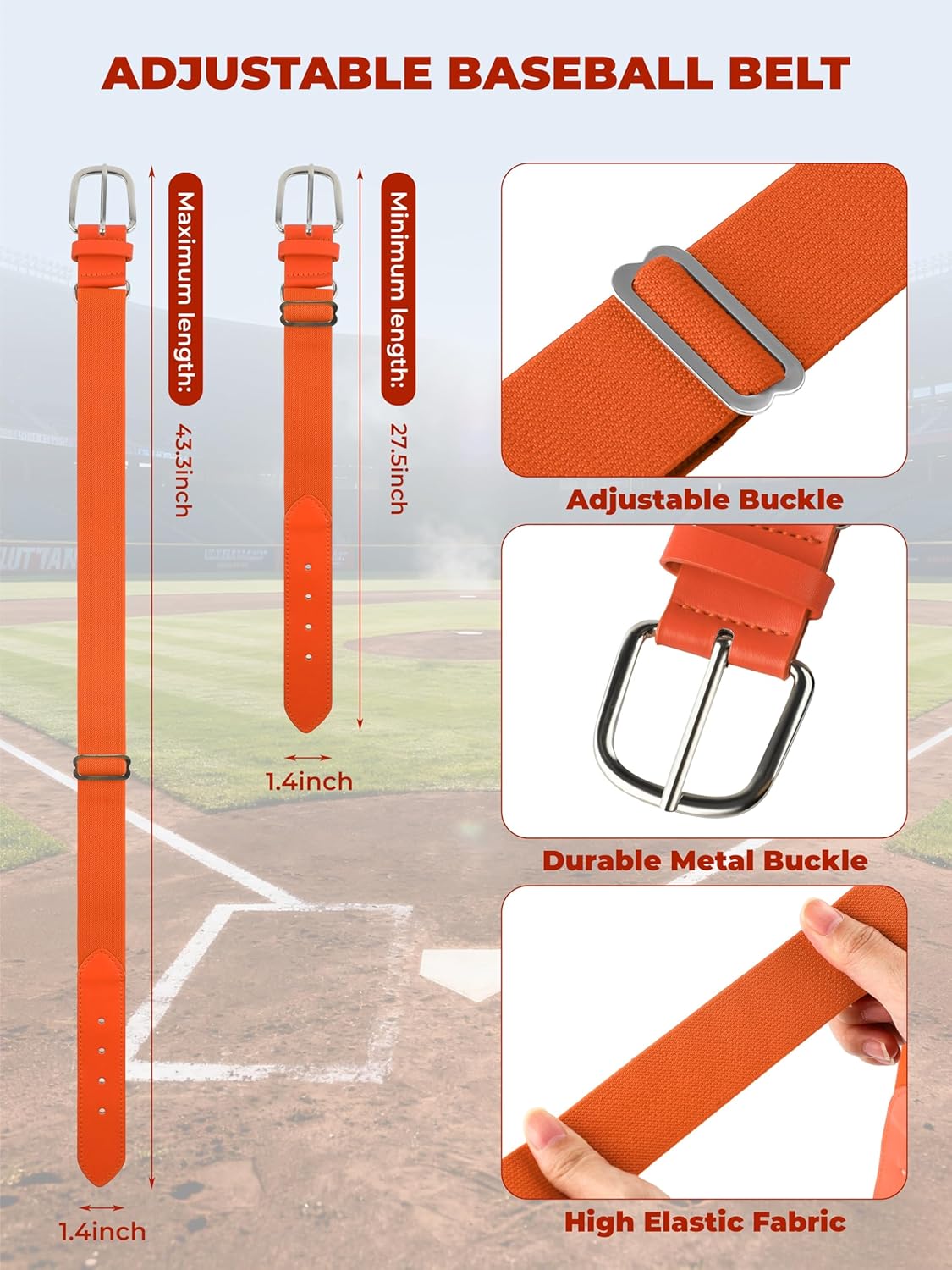 Baseball Socks and Belt Combo Youth Boys Softball Football Socks and Elastic Baseball Belts for Boys Girls - Image 3