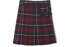Plaid Skirt for Girls: Adjustable Waist Pleated-Front Two-Tab Scooter