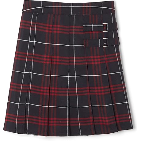 Plaid Skirt for Girls: Adjustable Waist Pleated-Front Two-Tab Scooter