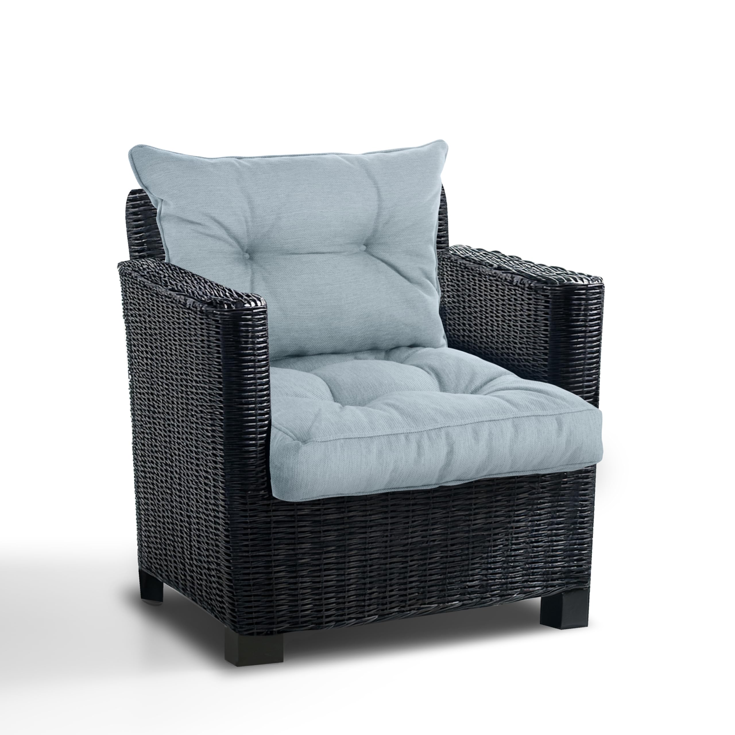Best Wool Outdoor Cushions for Rattan Furniture, Chair Cushion Seat 50x50 and Backrest 50x40, Comfortable Armchair Cushion for Patio & Garden, Foam Filled Comfort