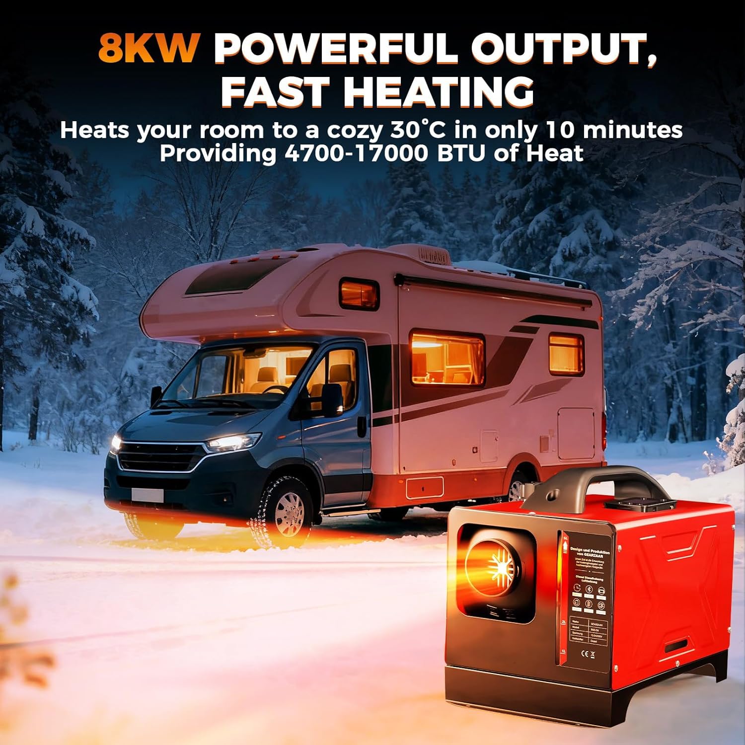 8KW Diesel Heater 12V/24V/110V All in One,diesel heater 12v Come with APP Control, Remote Control and LCD Display,Air Diesel Parking Space Heater for RV Truck Boat Car Home Tent Bus
